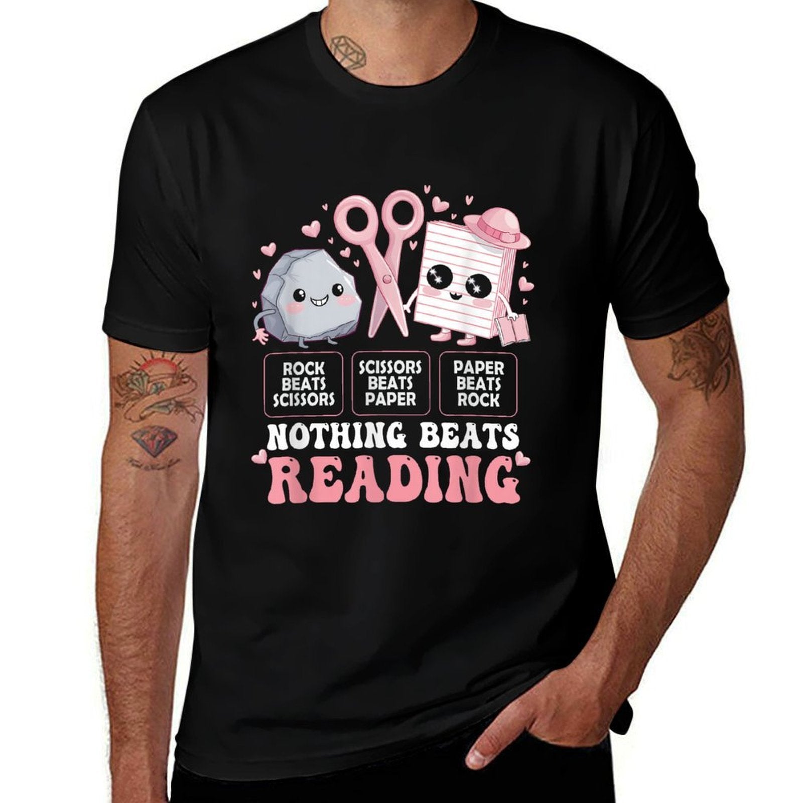 Nothing Beats Reading Book Librarian Rock Paper Scissors  Soft T-Shirt