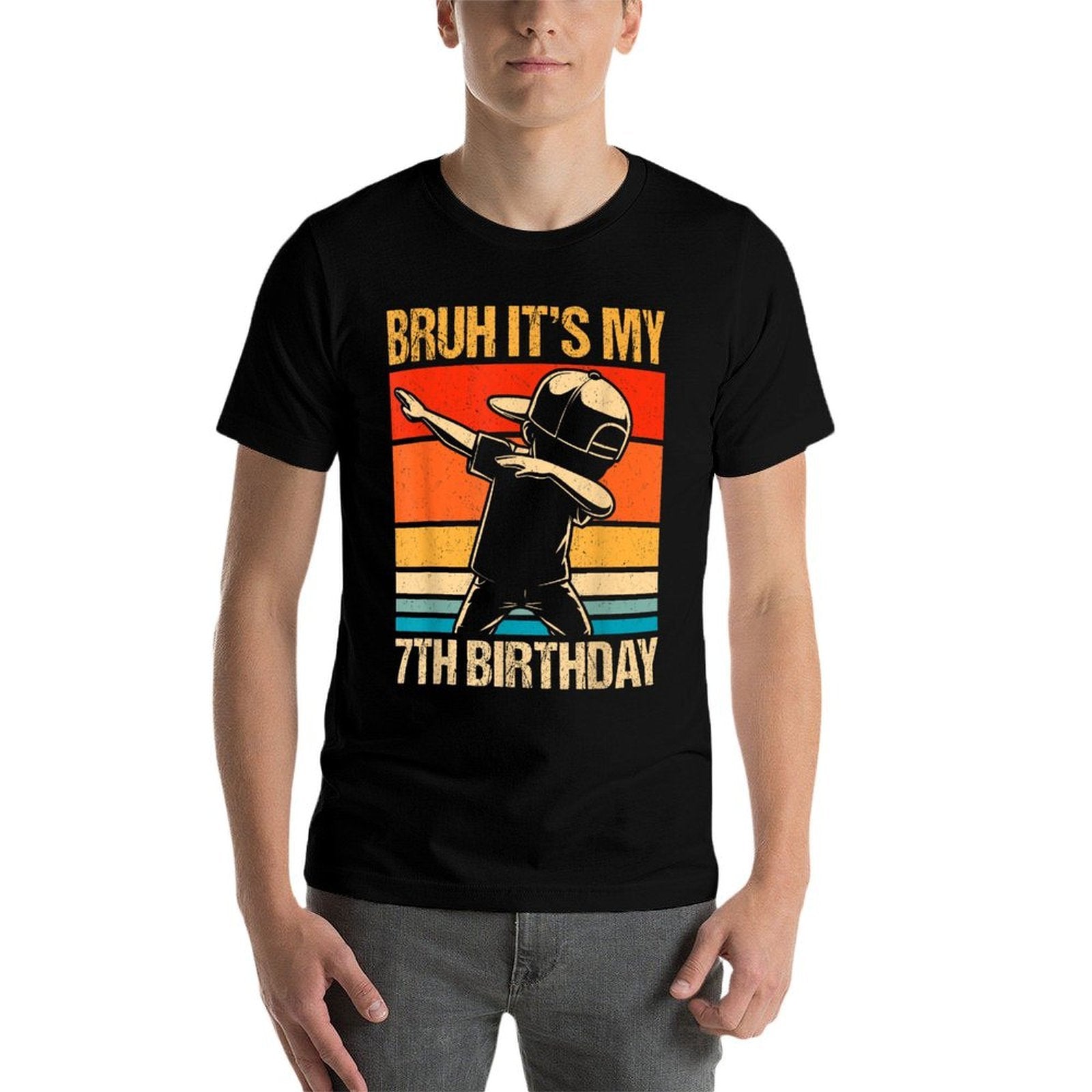 7 Year Old Birthday Dabbing Boy Bruh It's My 7th Birthday  Quick-drying T-Shirt