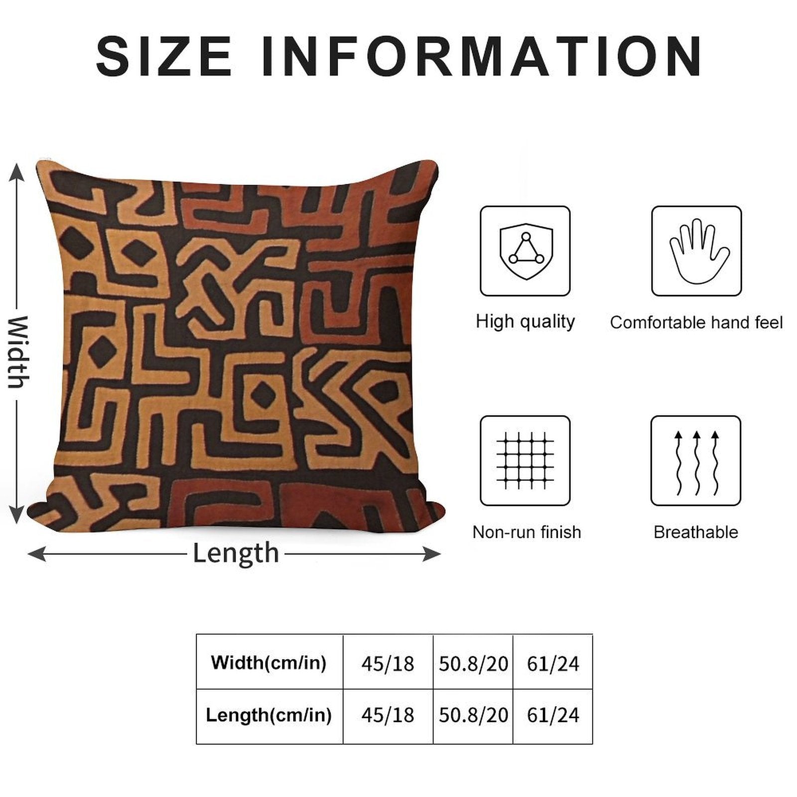 African Mudcloth Pattern Soft Style Accent Throw Pillow