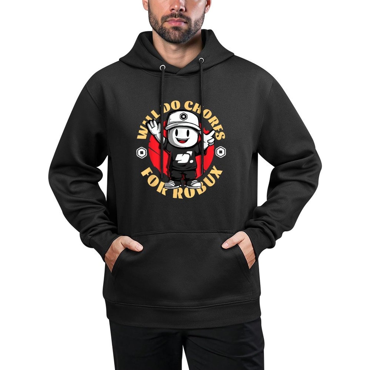 Will Do Chores for Robux - Funny Gaming Design Medium-Weight Fabric Hoodie