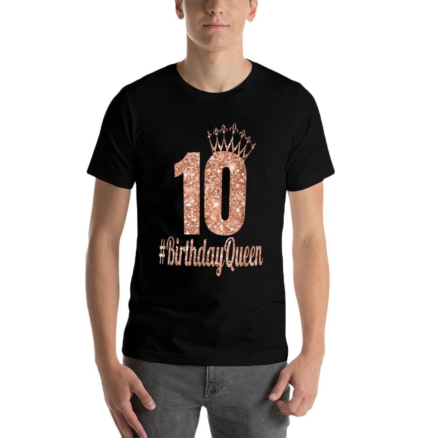 10th Birthday Gifts Girls Double Digits Rose Colored Stretchy T-Shirt