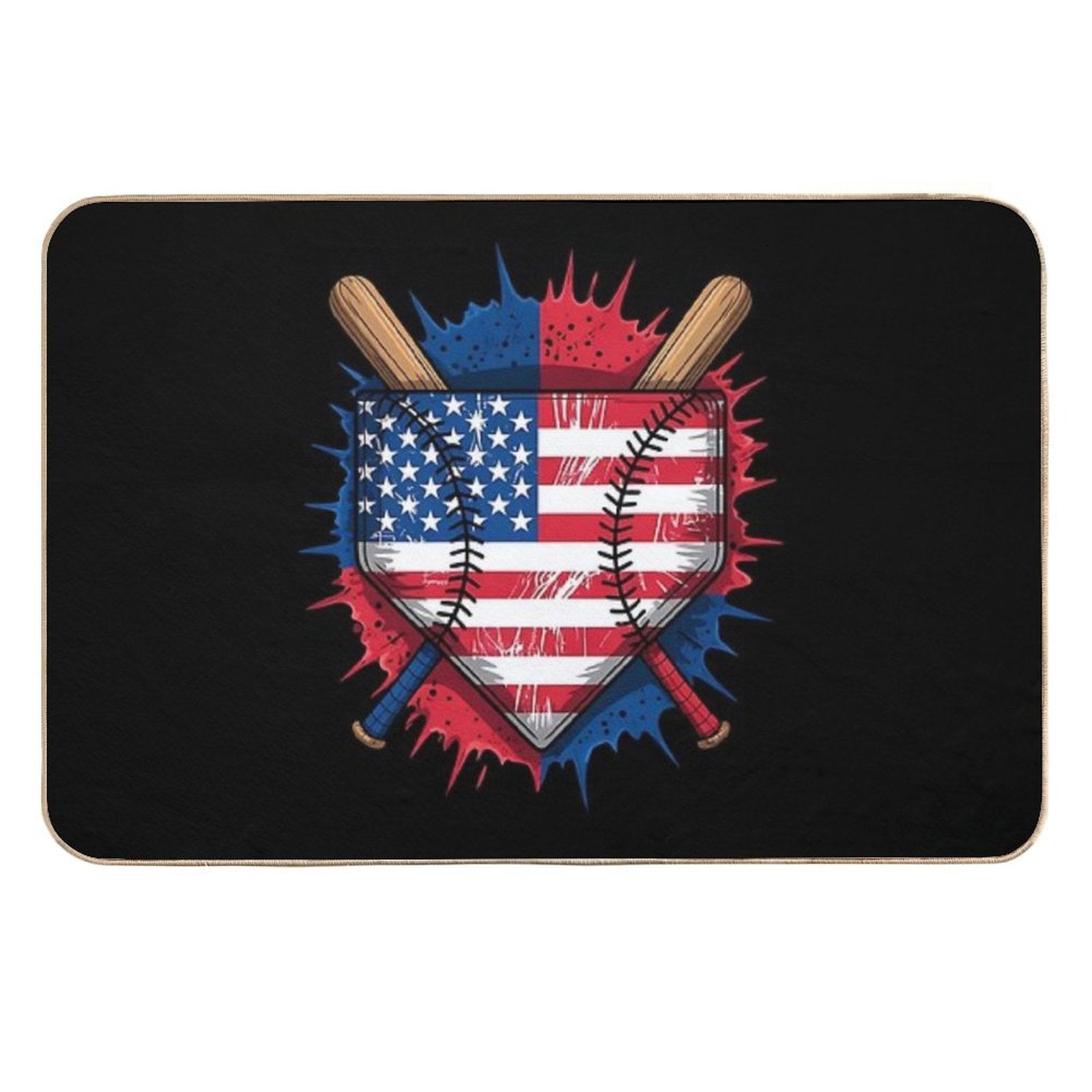 Baseball Drip Ice Cream Patriotic American Flag 4th Of July  Easy Maintenance Bath Mat