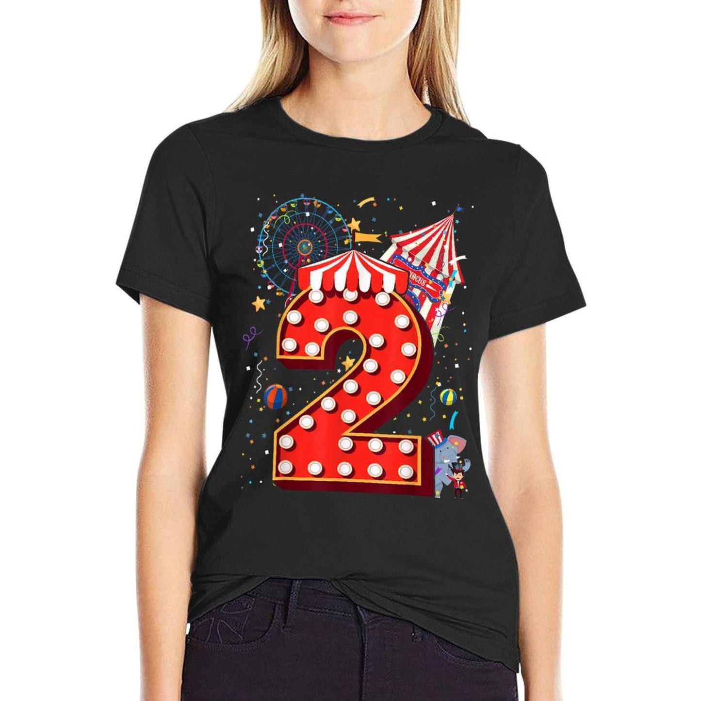 2 Year Old Circus Top Birthday Carnival 2nd Party Toddler Odor-resistant T-Shirt