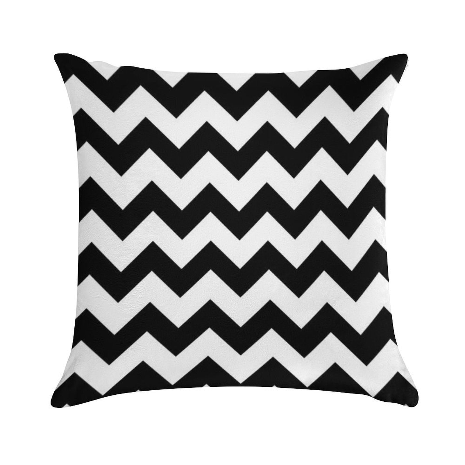 Black And White Chevron Soft Short Plush Fabric Throw Pillow