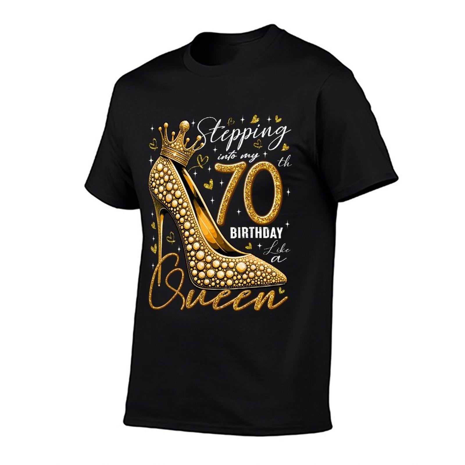70 Year Old Gifts High Heels Stepping Into My 70th Birthday  Rolled Sleeves T-Shirt