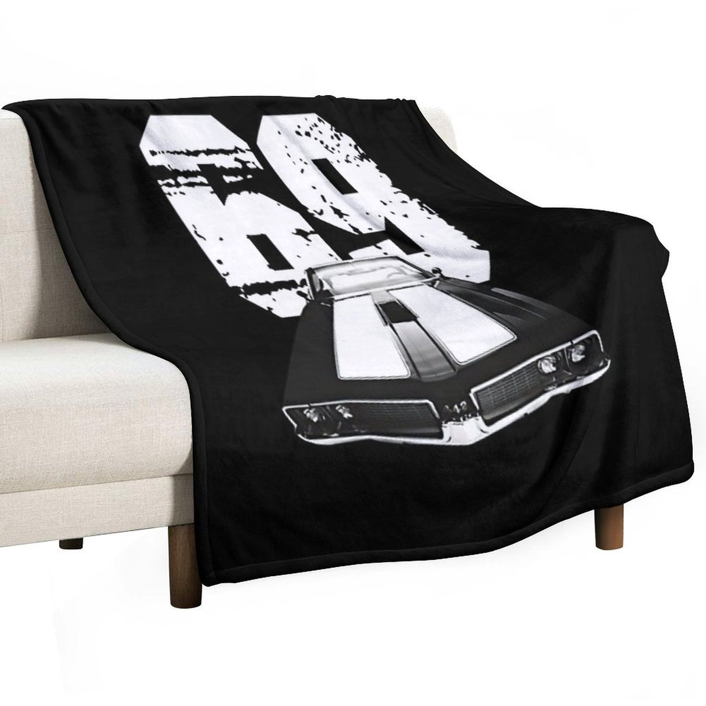 1969 Oldsmobile 442 Front Grill And Hood View with Year Shrink-resistant Throw Blanket