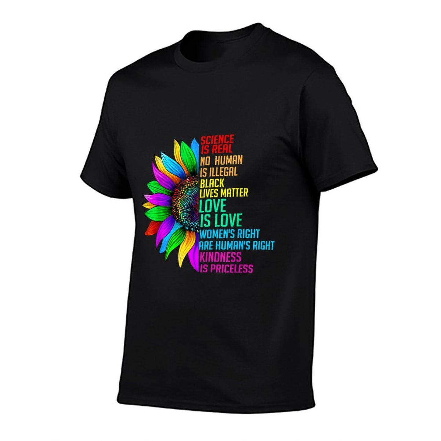 Sunflower Rainbow Science Is Real Black Lives Matter LGBT Durable T-Shirt
