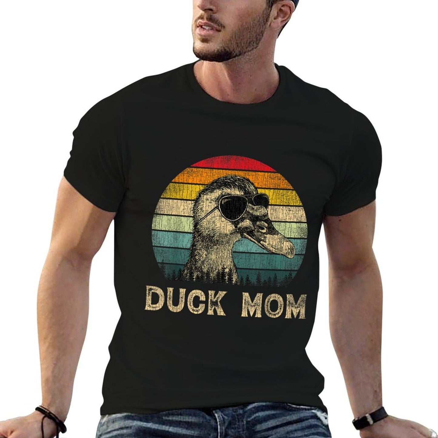 Vintage Duck Mom Duck Lovers Mommy Mothers Day  Stretchy T-Shirt