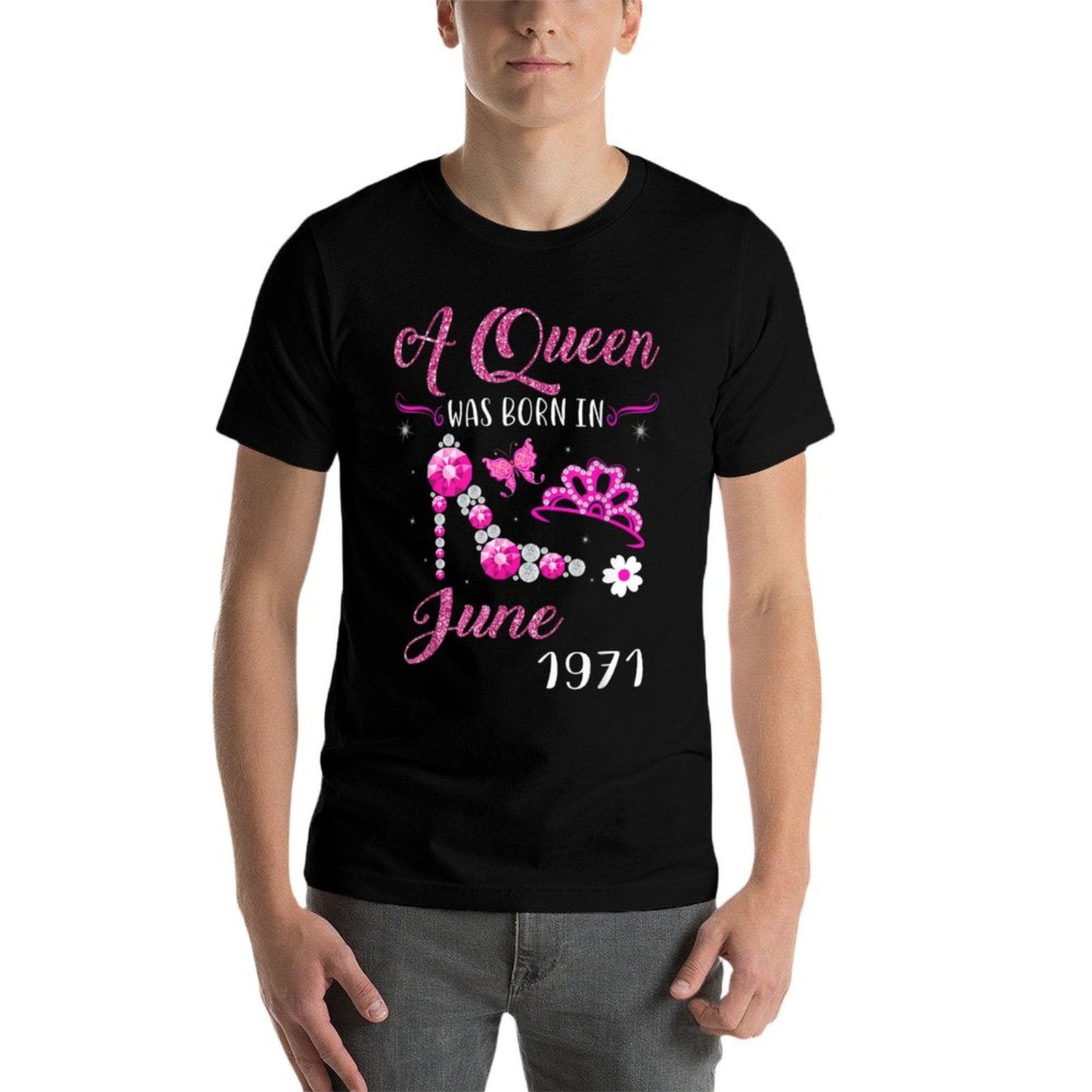 A Queen Was Born in June 1971 50th Birthday Gift  Wrinkle-resistant T-Shirt