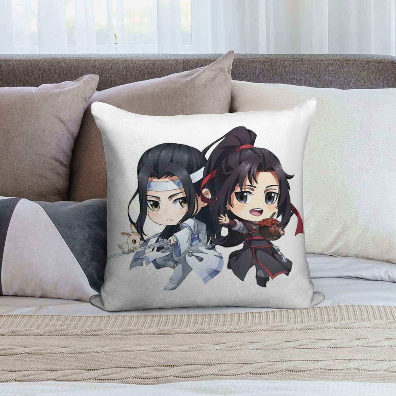Mo Dao Zu Shi Q Couple Chibi Soft Home Decor Throw Pillow