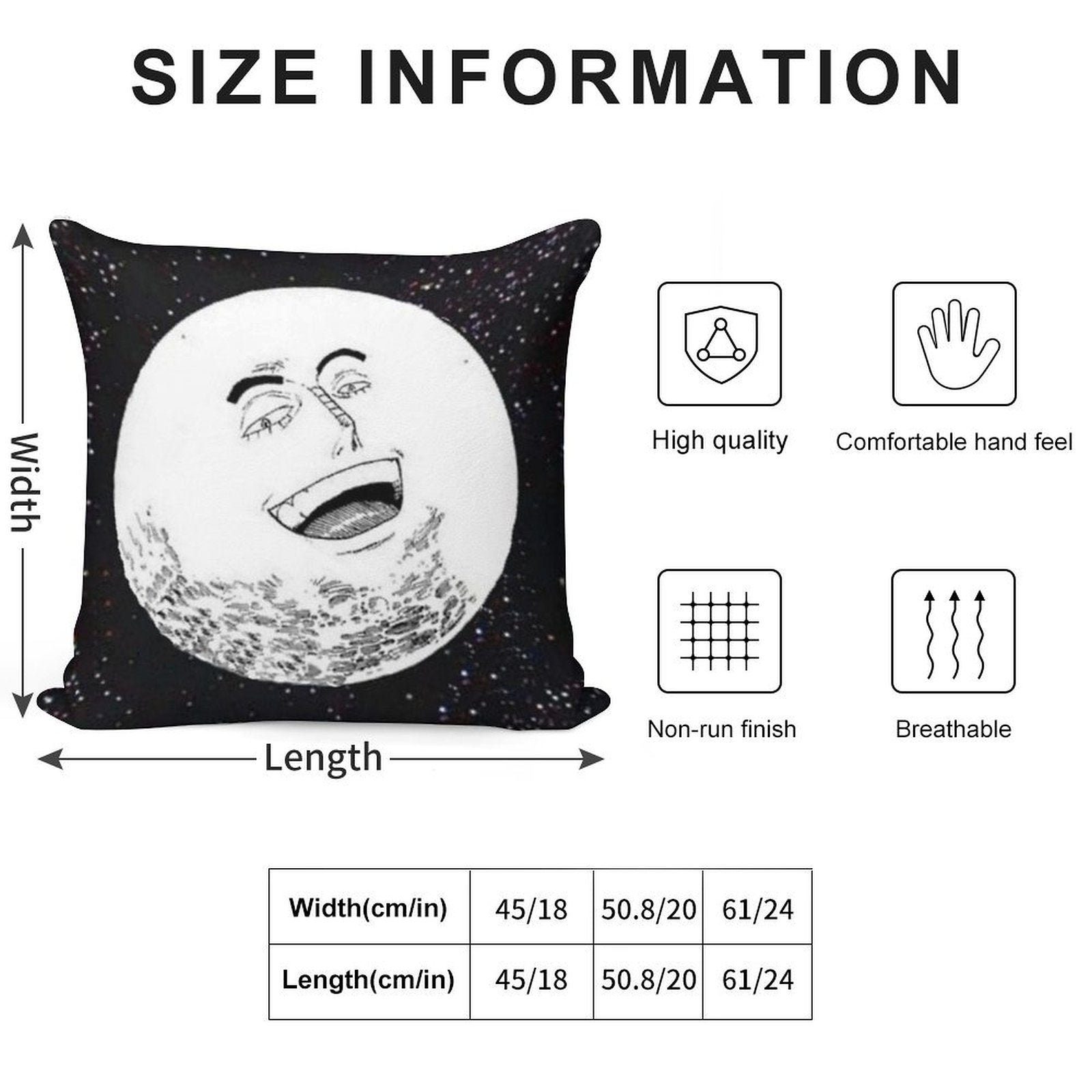 Enel Moon God Soft Hidden Zipper Throw Pillow