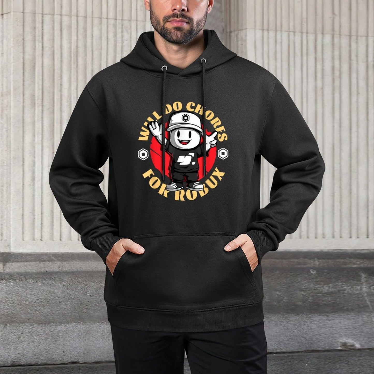Will Do Chores for Robux - Funny Gaming Design Medium-Weight Fabric Hoodie