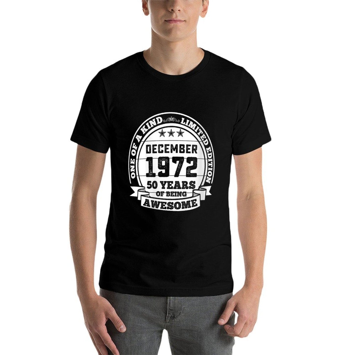 Womens December 1972 50th Birthday Gift 50 Years Of Being Awesome Vintage-inspired T-Shirt