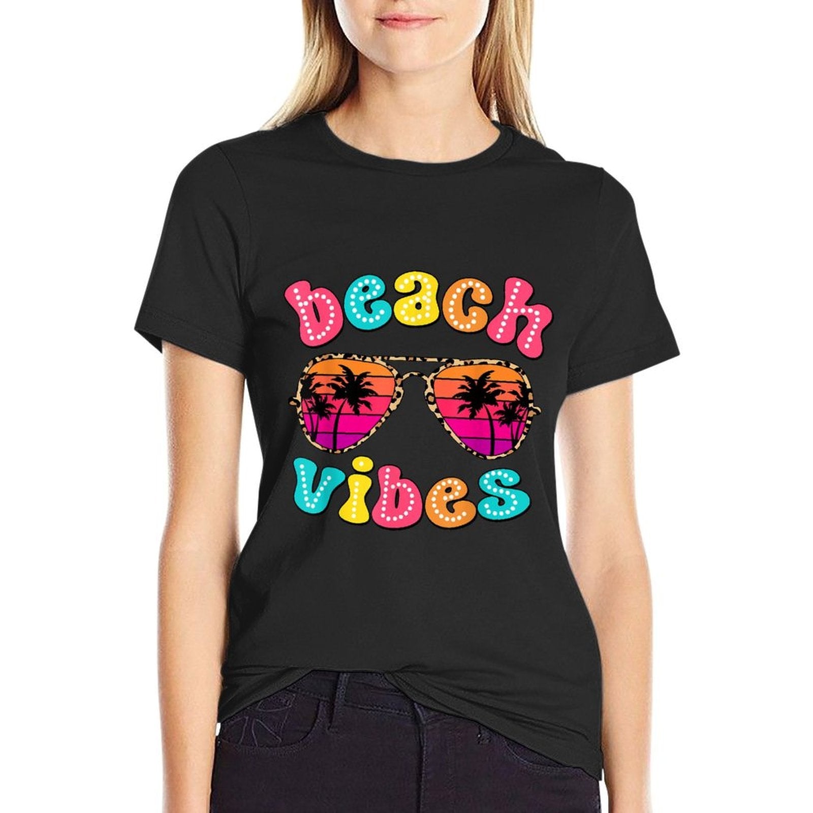 Beach Vibes Summer Sunglasses Retro Cute Girl Women Kid  Affordable Price T-Shirt