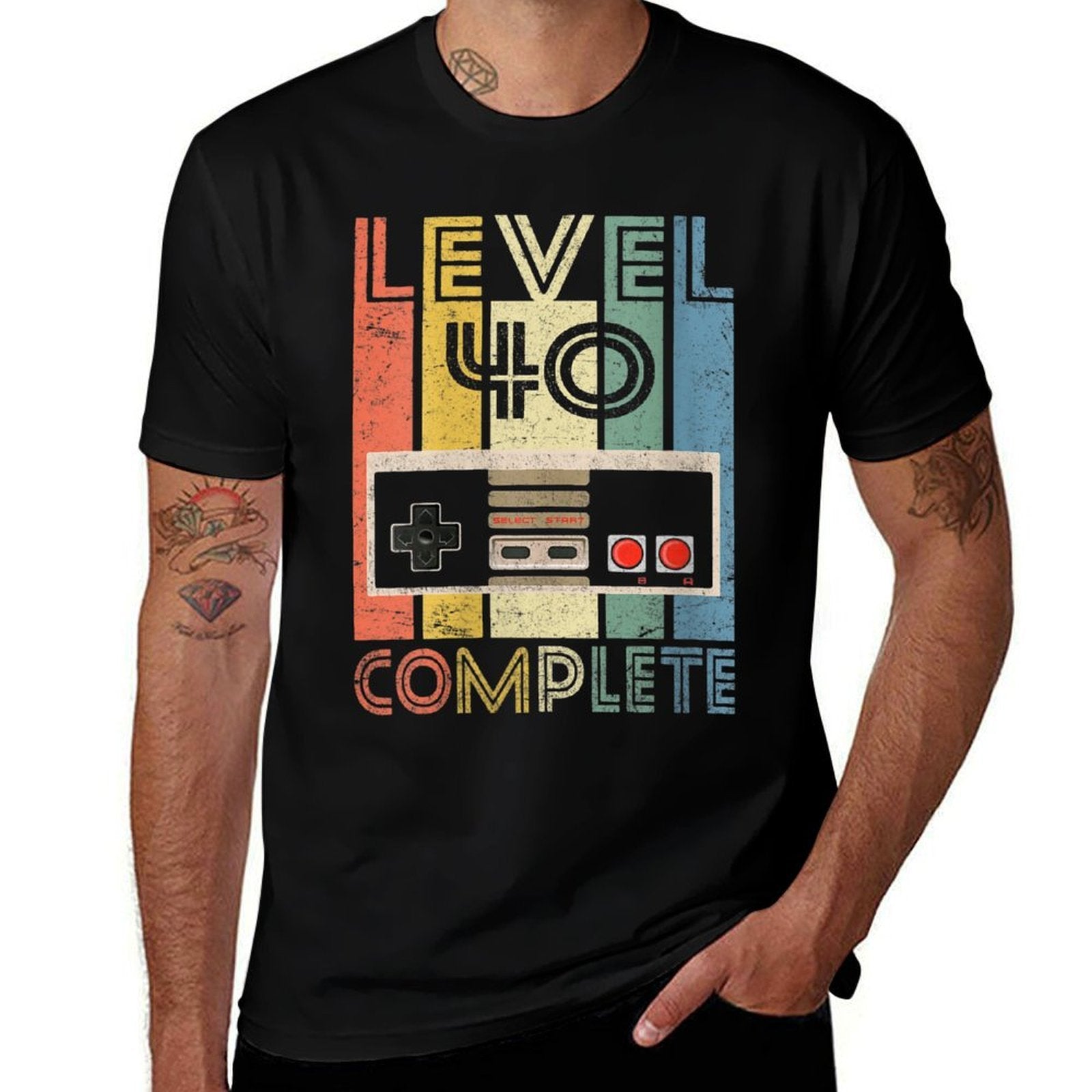Womens Video Game Controller Level 40 Complete 40th Birthday Gamer  Trendy Pattern T-Shirt