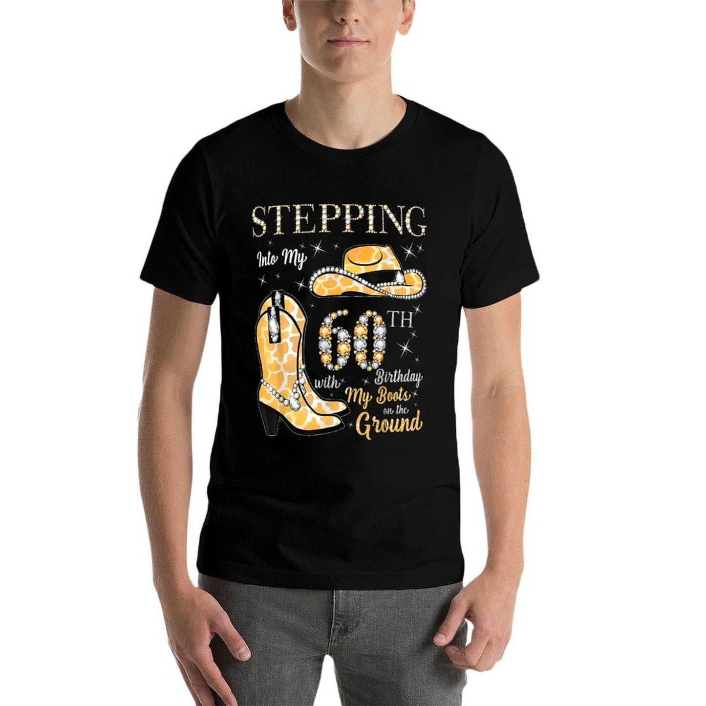 Stepping Into My 60th Birthday Cowgirl Hat Boots 60 Yr Old Moisture-wicking T-Shirt