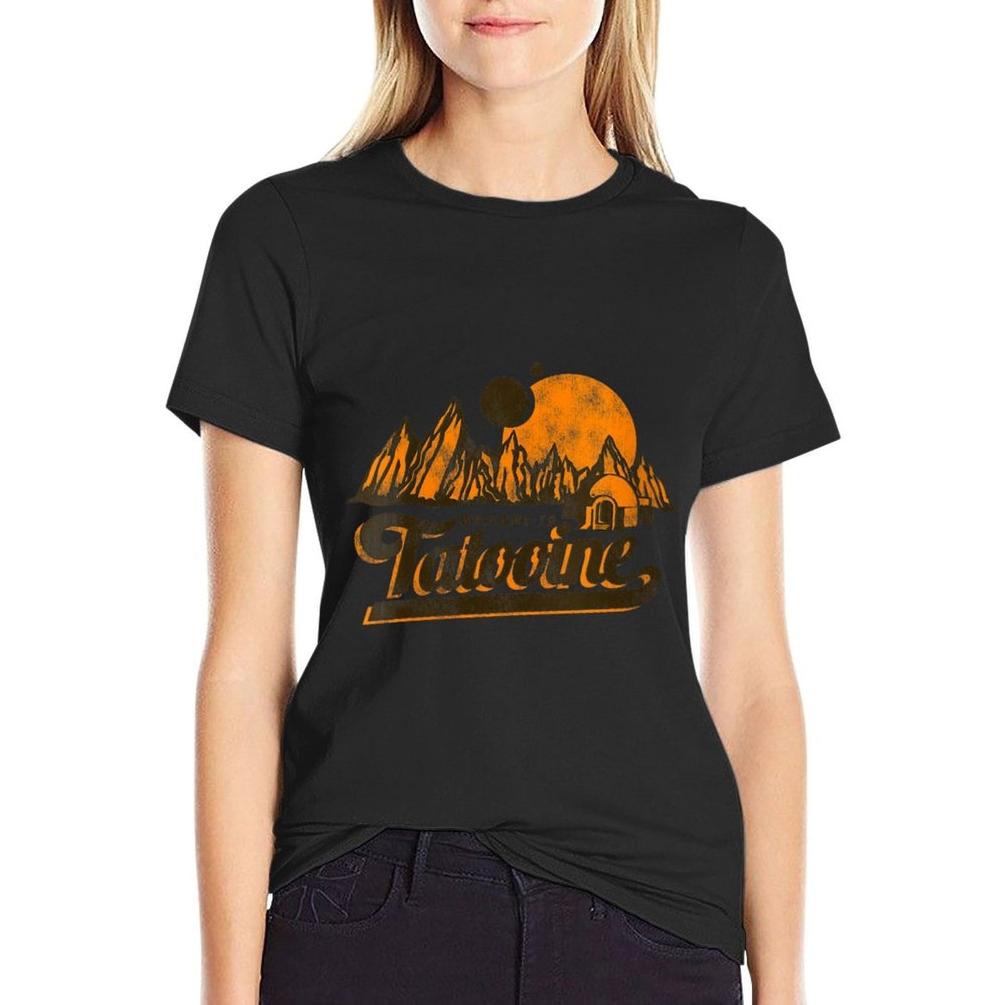 Star Wars Classic Welcome To Tatooine Landscape Distressed Trendy Pattern T-Shirt