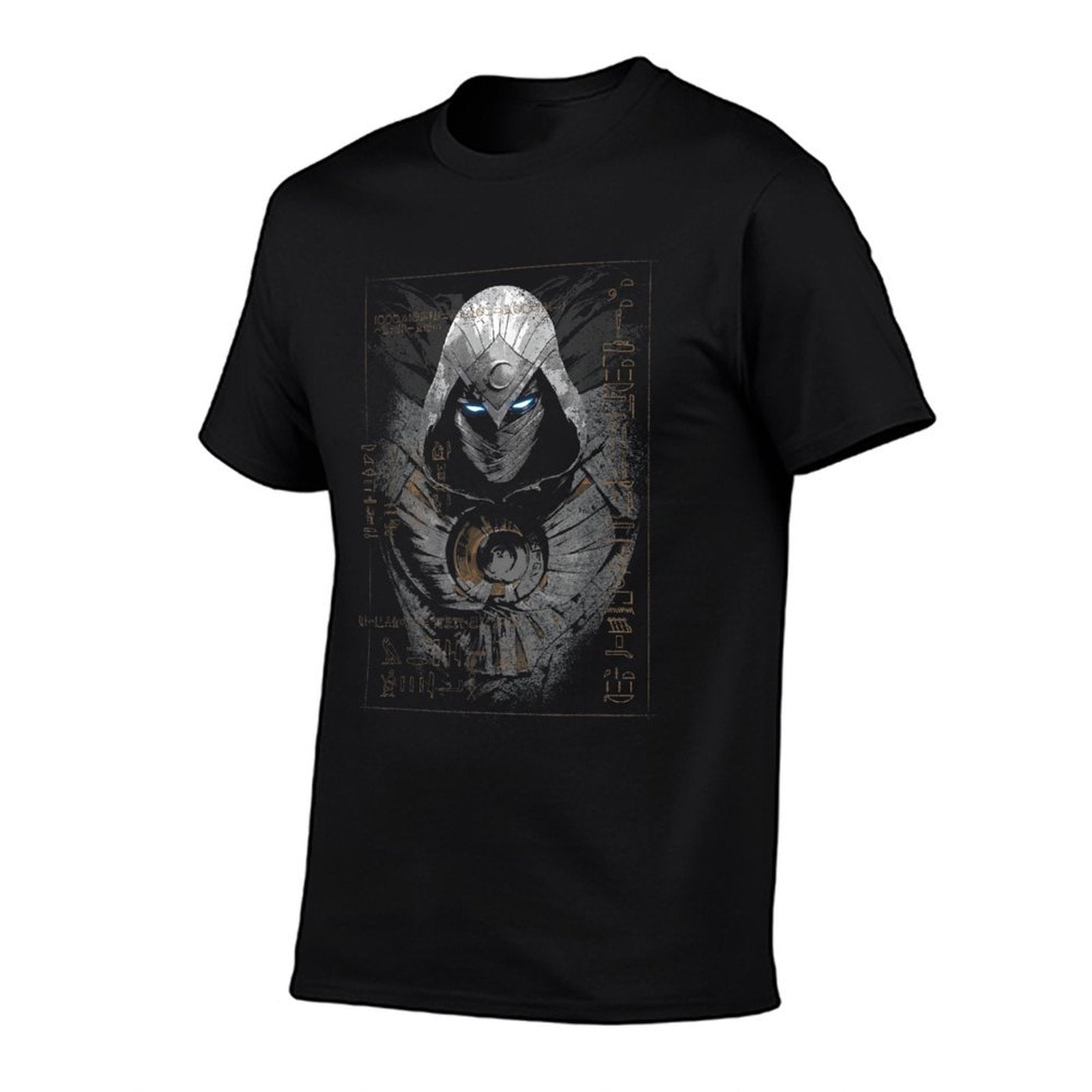 Marvel Moon Knight Glowing Eyes Egyptian Hieroglyphs  Rolled Sleeves T-Shirt