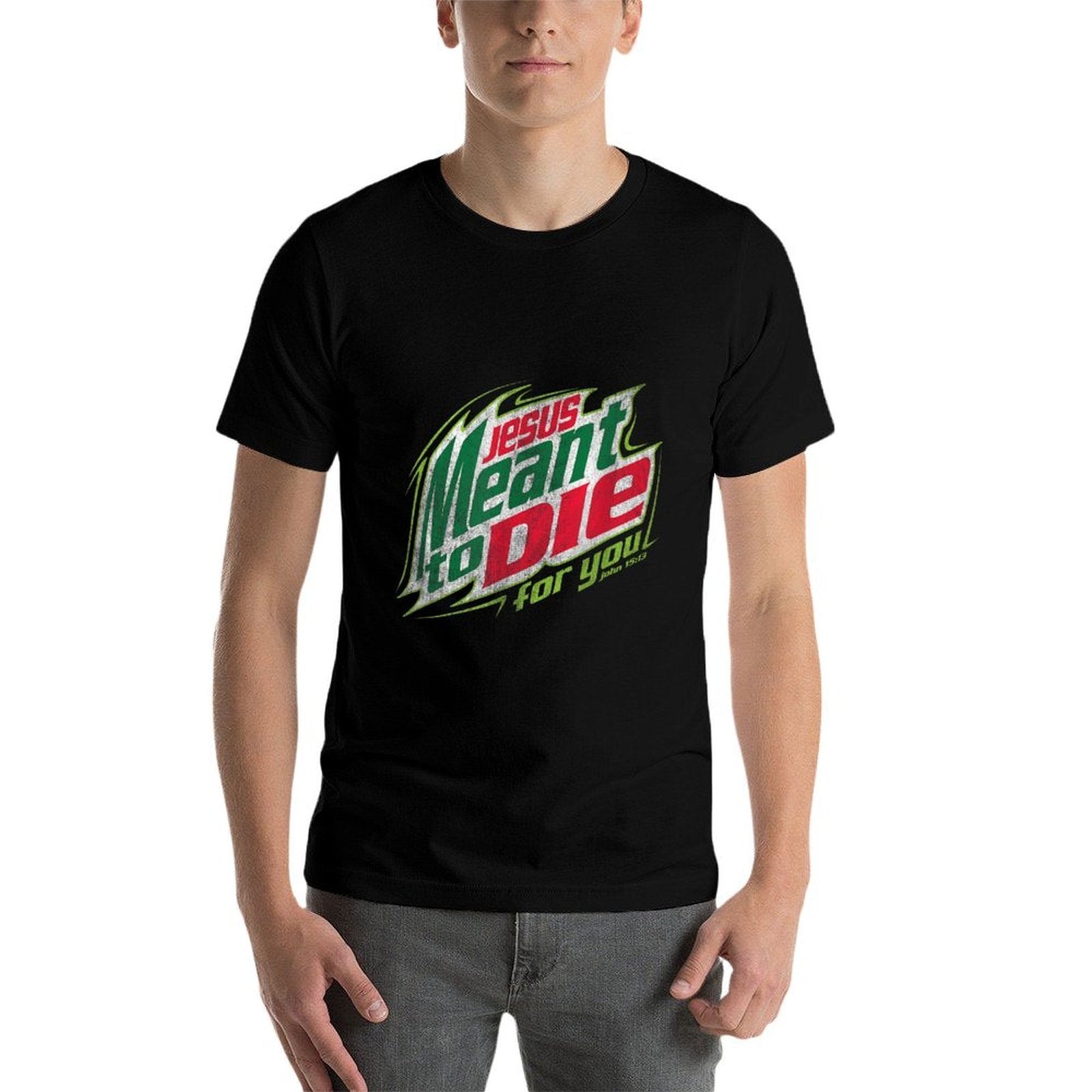 Awesome Christian Jesus Meant To Die  Ribbed Collar T-Shirt