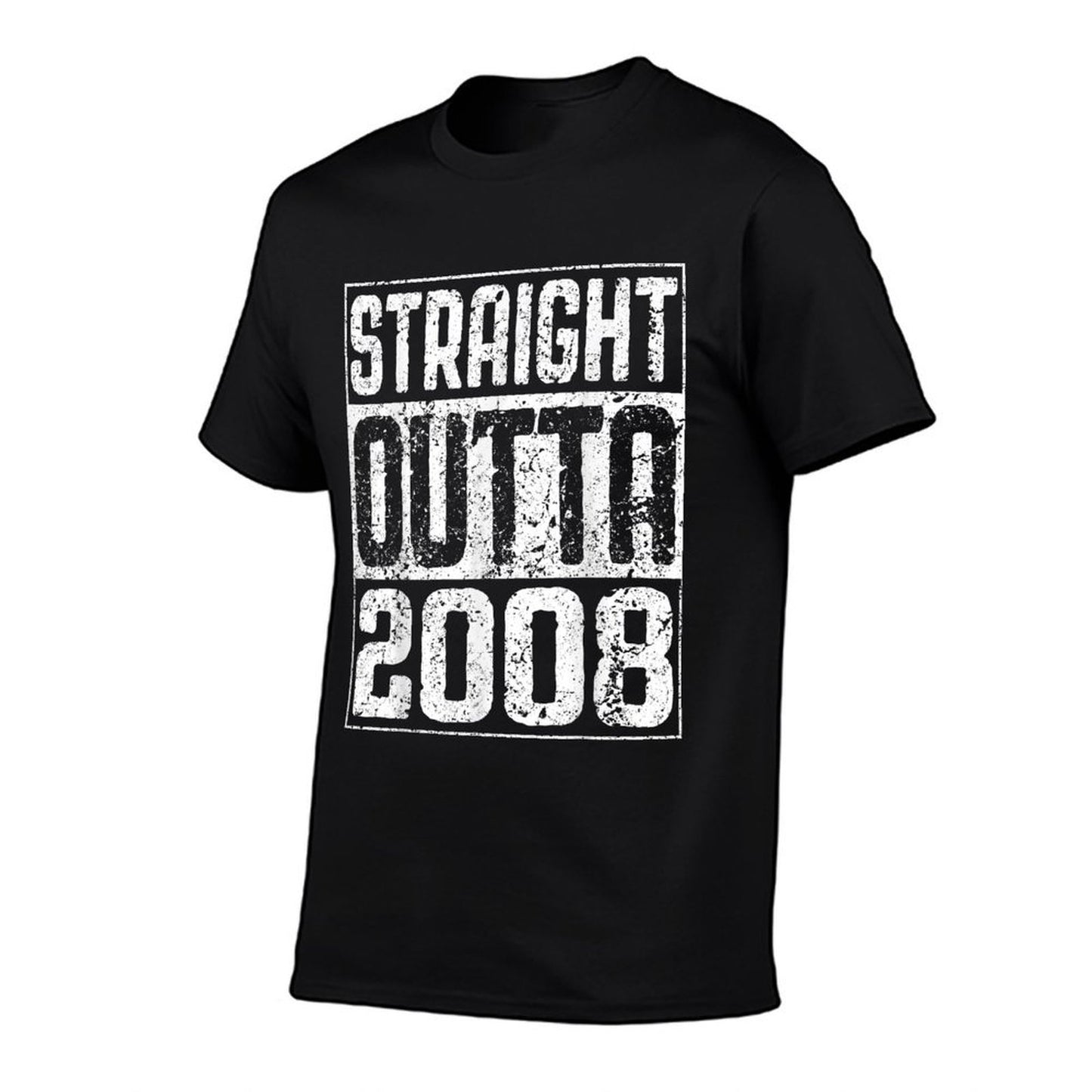Straight Outta 2008 16th Birthday Ribbed Collar T-Shirt