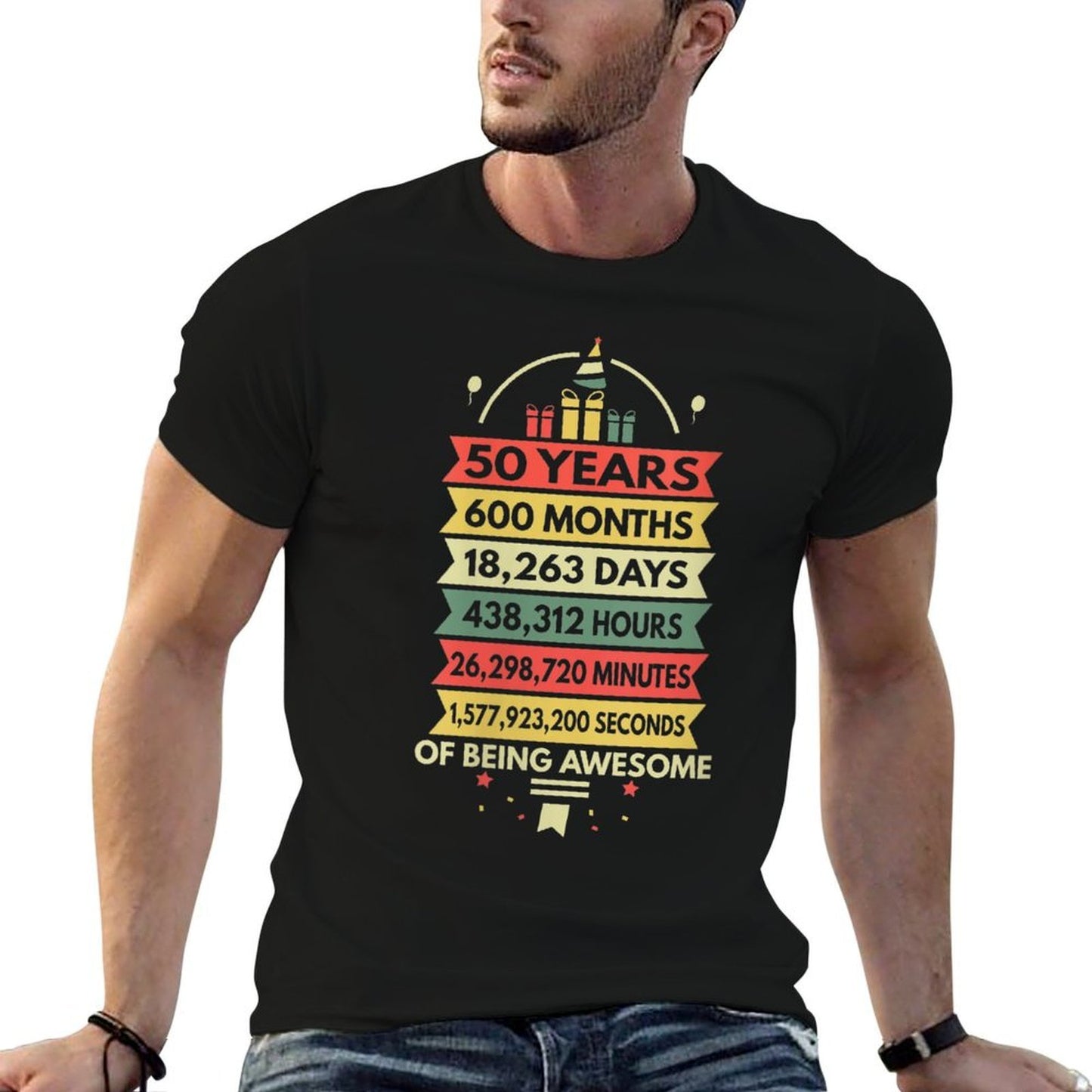 Womens 50 Years 600 Months Of Being Awesome 50th Birthday Gifts Lightweight T-Shirt