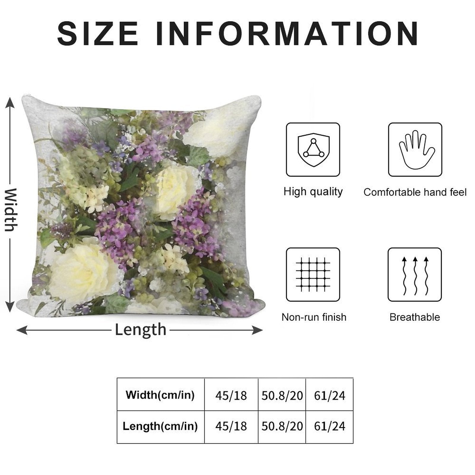 All Kinds of Lovely- A Watercolour Floral Bouquet of Cream Roses And Purple Flowers Soft Multiple Sizes Throw Pillow