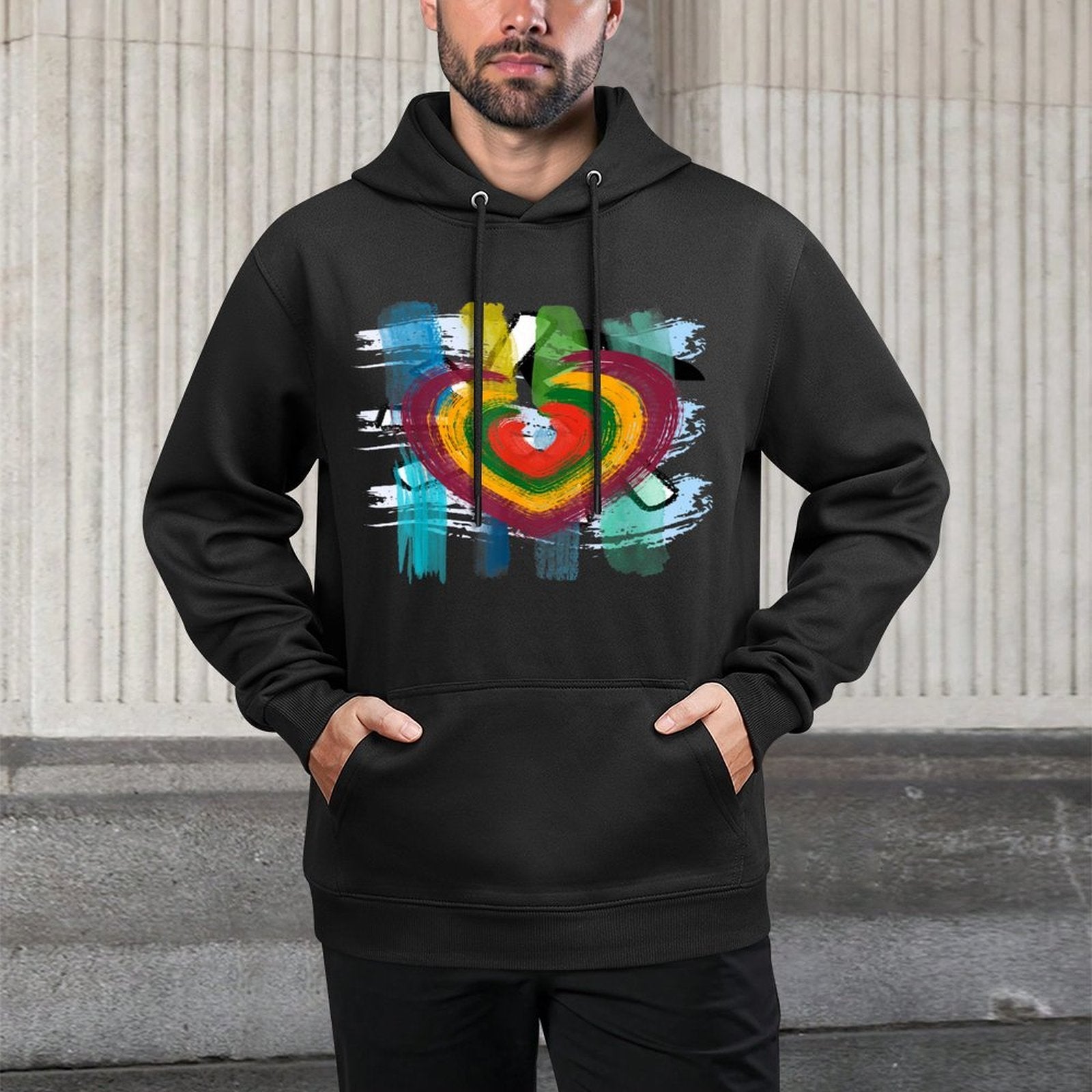 Abstract Heart  Painterly Valentine Abstract Art Durable Construction Hoodie
