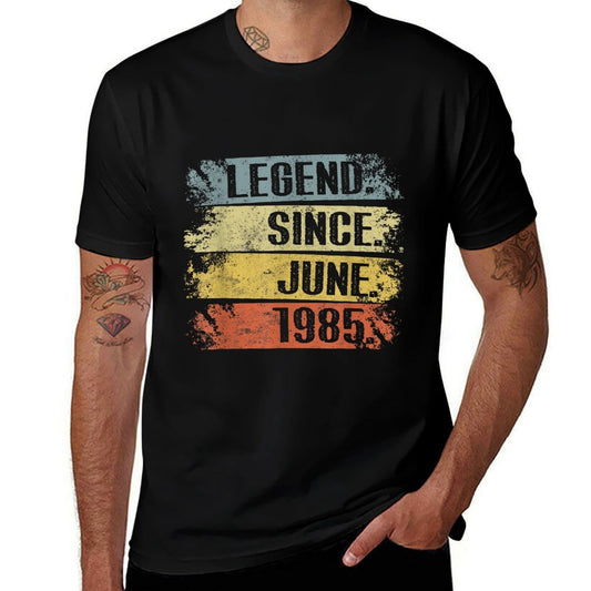 Vintage Birthday Party Retro Legend Since June 1985 Bday  Trendy Pattern T-Shirt