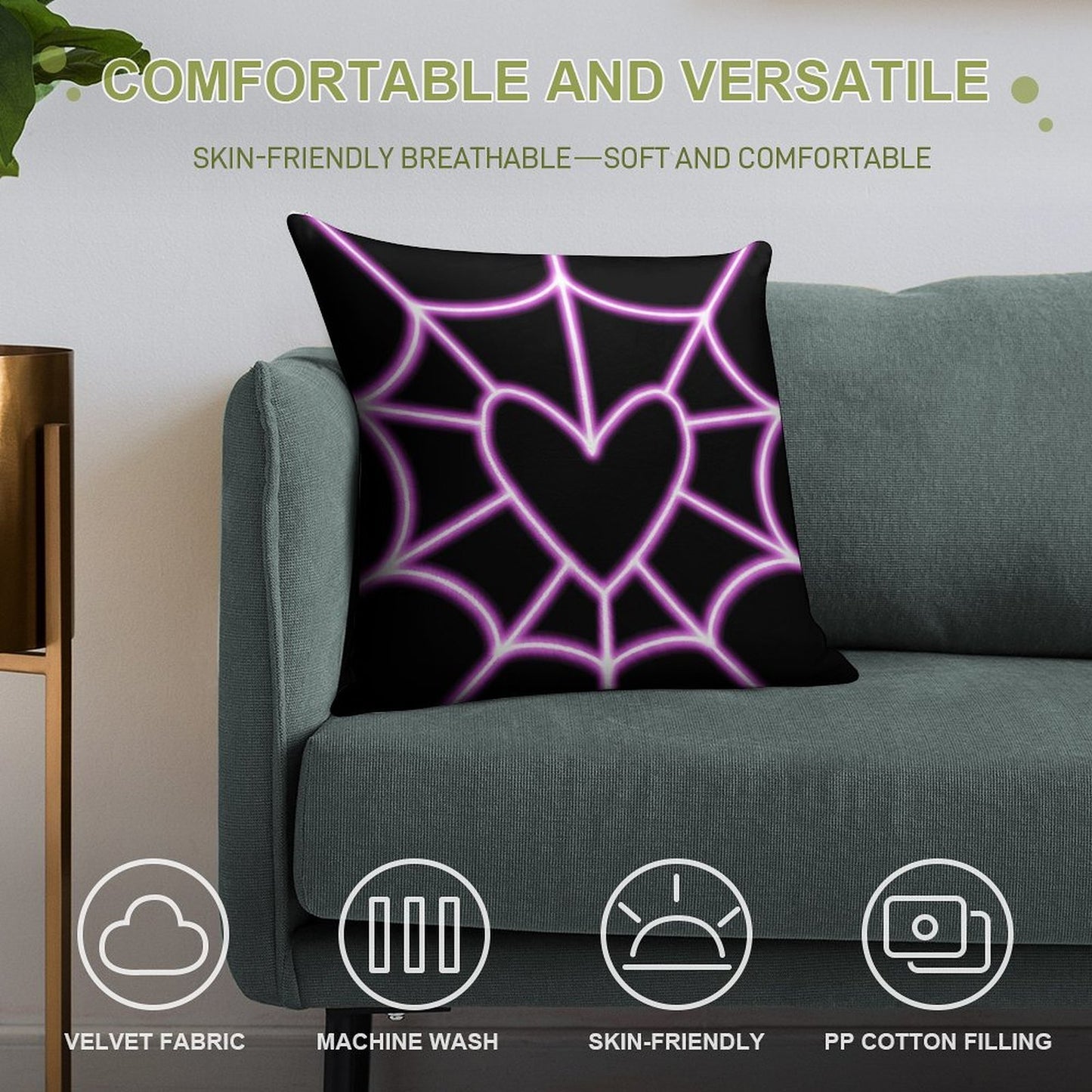 Angel Dust Heart Web Soft Warmth Comfort Throw Pillow