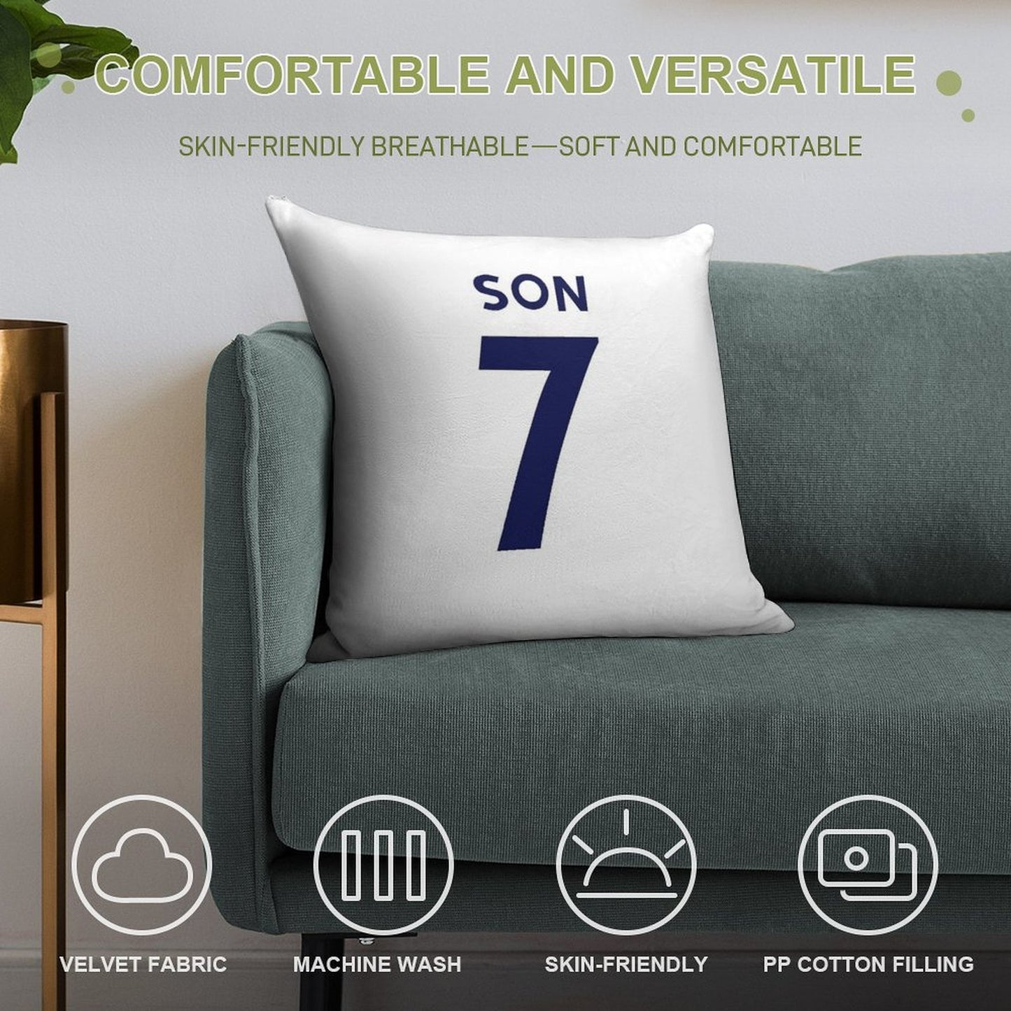 Son Heung Min Tottenham FC Korea Shirt Design Soft Home Decor Throw Pillow