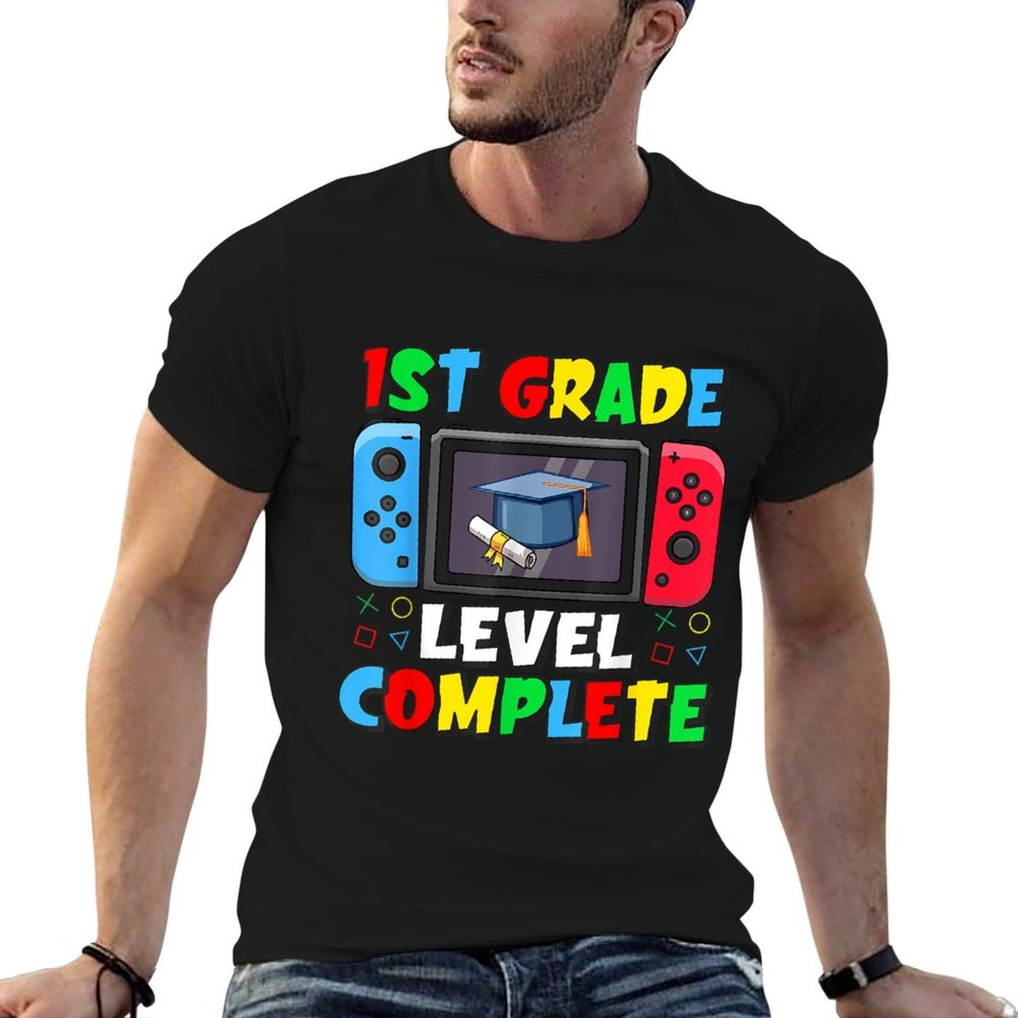 1st Grade Level Complete Last Day Of School Video Game Boys High-quality Stitching T-Shirt