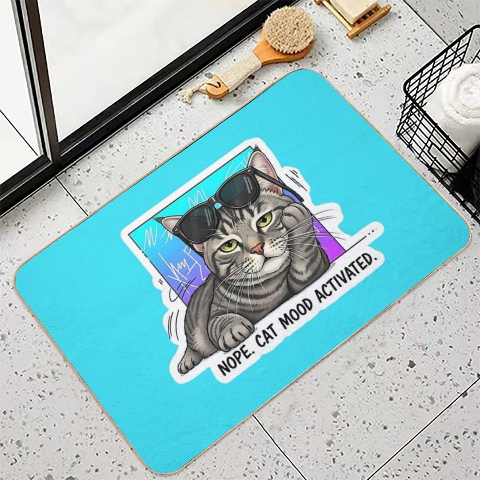 Nope. Cat Mood Activated.  Dirt-Trapping Bath Mat
