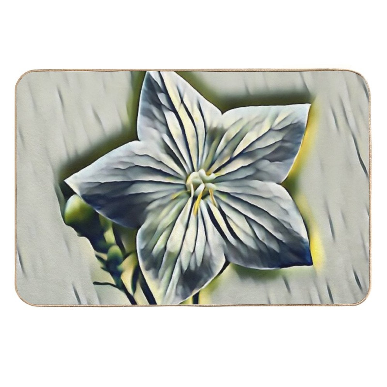 7 Elegant White Flower Designs with Yellow Heart  Minimal Floral Art Print  Toxin-Free Bath Mat