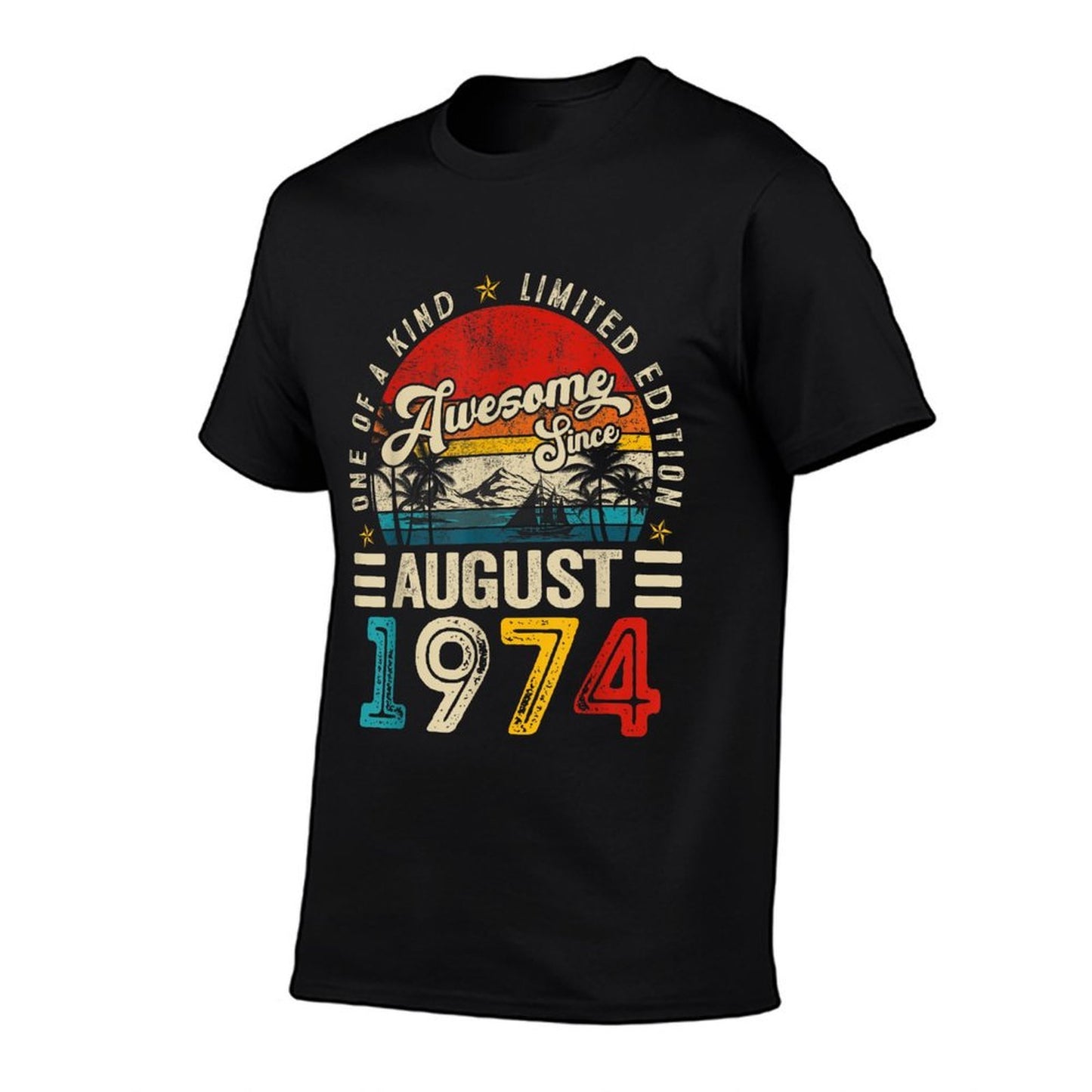Vintage Awesome Since August 1974 50 Years Old 50th Birthday  High-quality Stitching T-Shirt