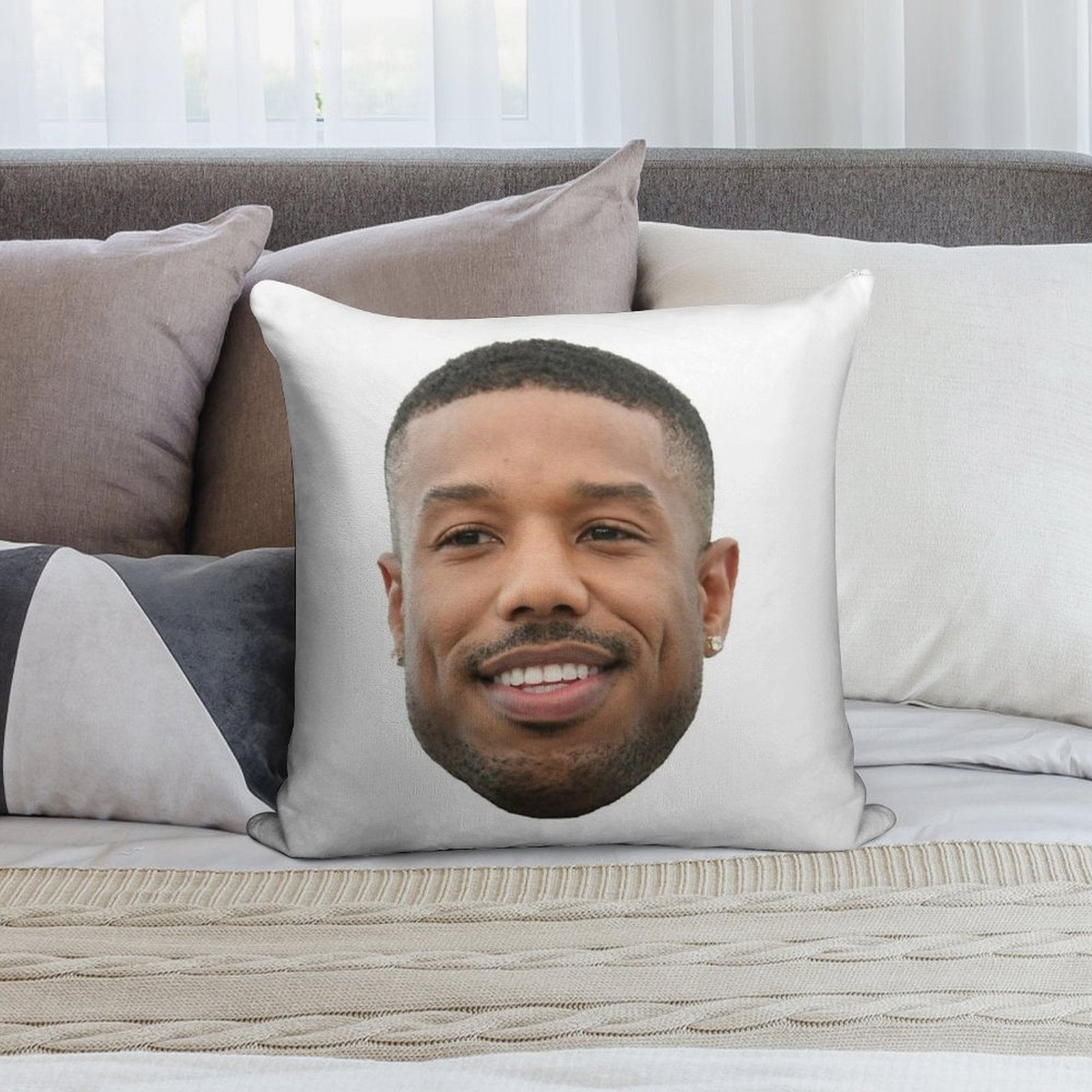 Michael B Jordan Heads Soft Style Accent Throw Pillow