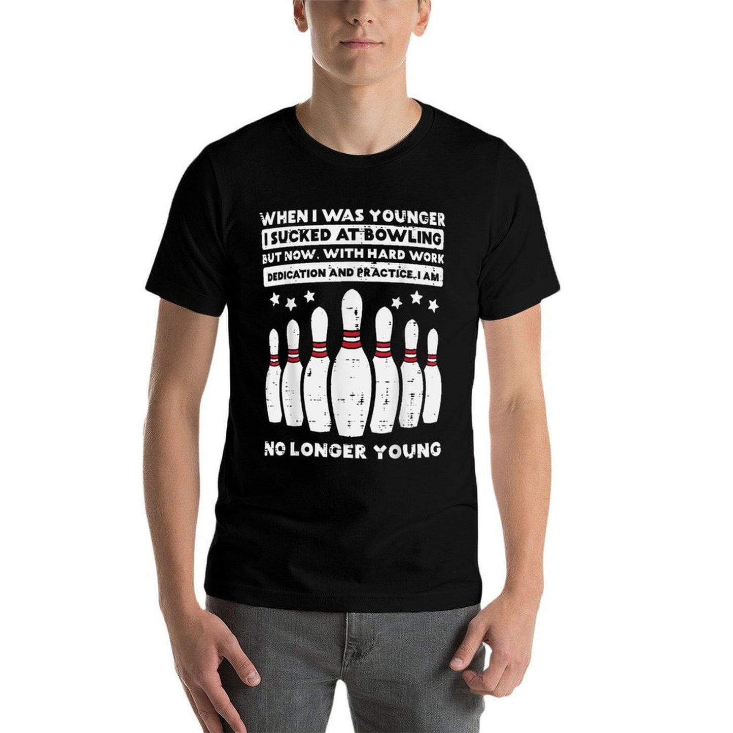 When I Was Younger Bowling Funny Humor Gag Bowler Men Women Easy-care T-Shirt
