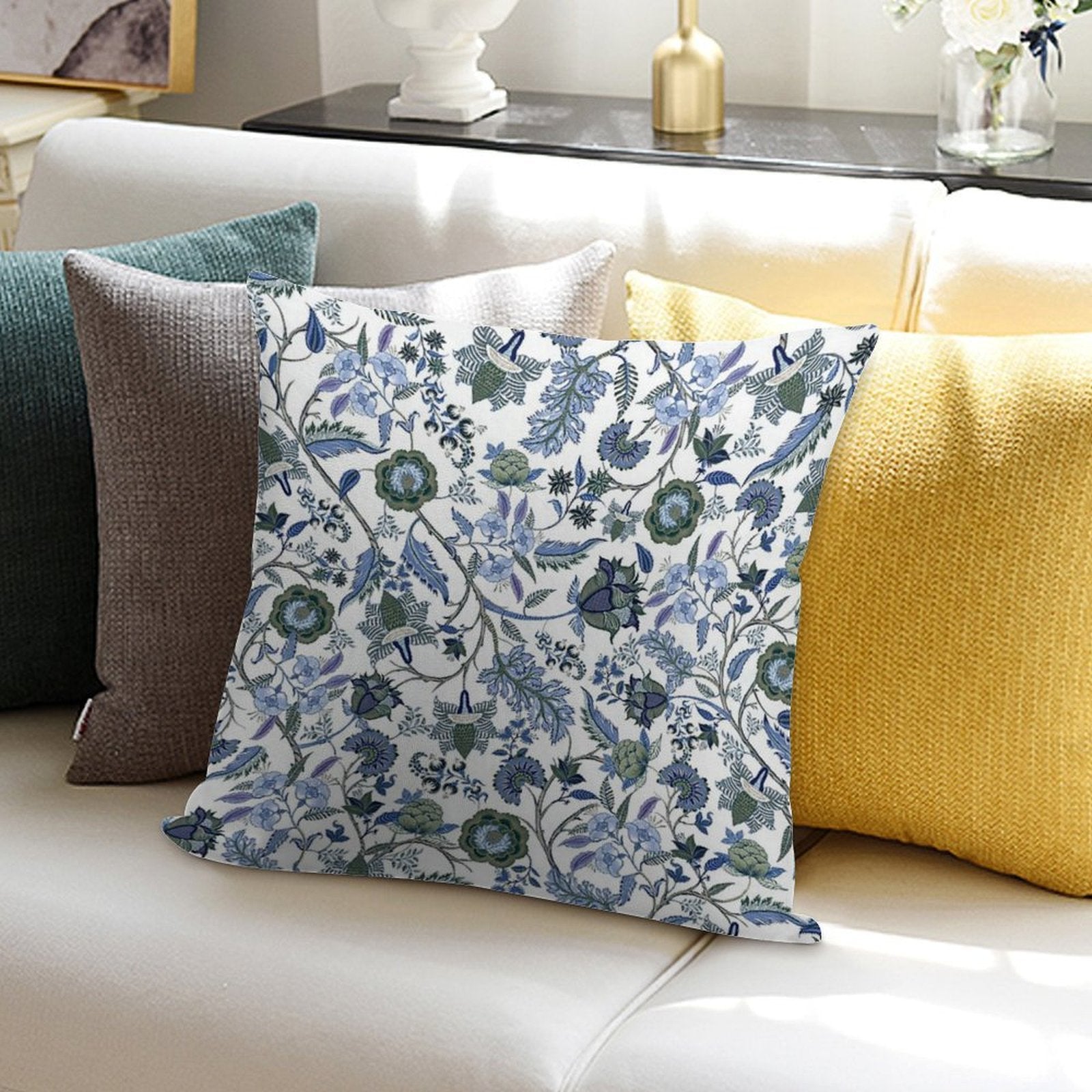 Chinoiserie Blue, Retro, Vintage, Hamptons Style, Blue And White, Soft Ultra-Soft Texture Throw Pillow