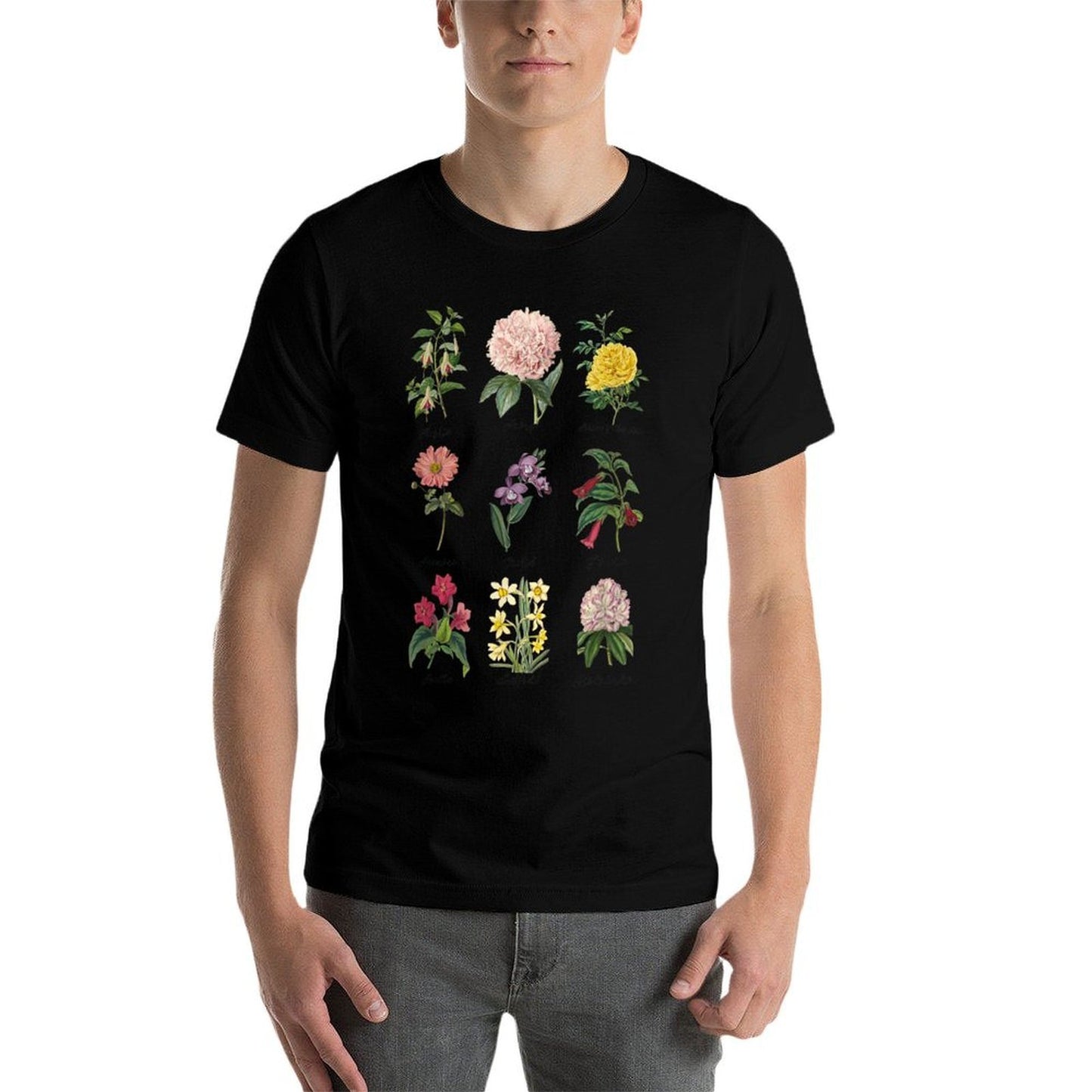 Vintage Botanical Floral Flower, White  Soft T-Shirt