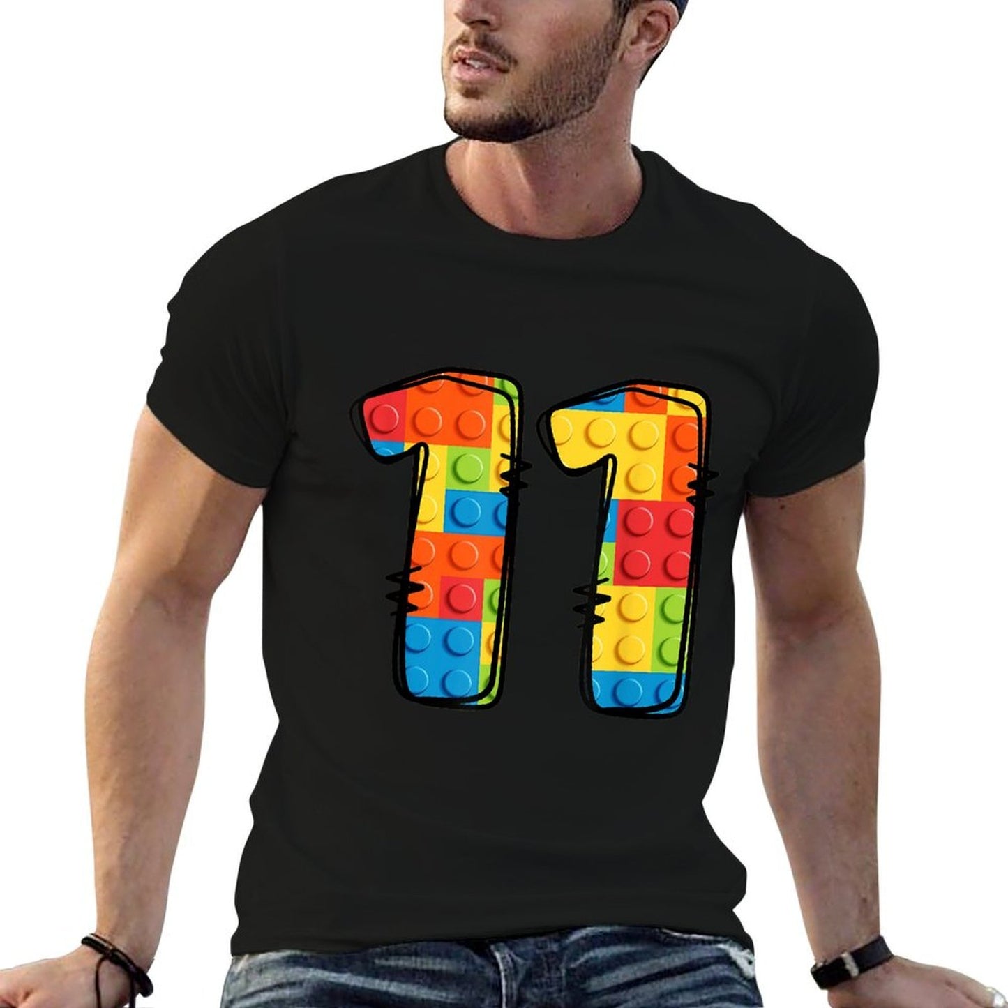 11 Year Old Blocks Building Master Builder 11th Birthday Trendy Pattern T-Shirt