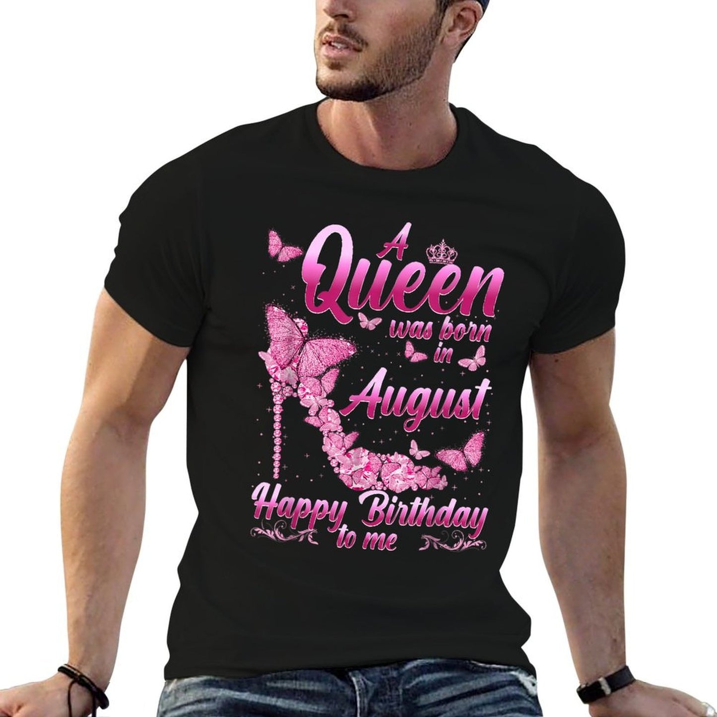 Womens August Is My Birthday Queen The Whole Month Girl Heathered Texture T-Shirt