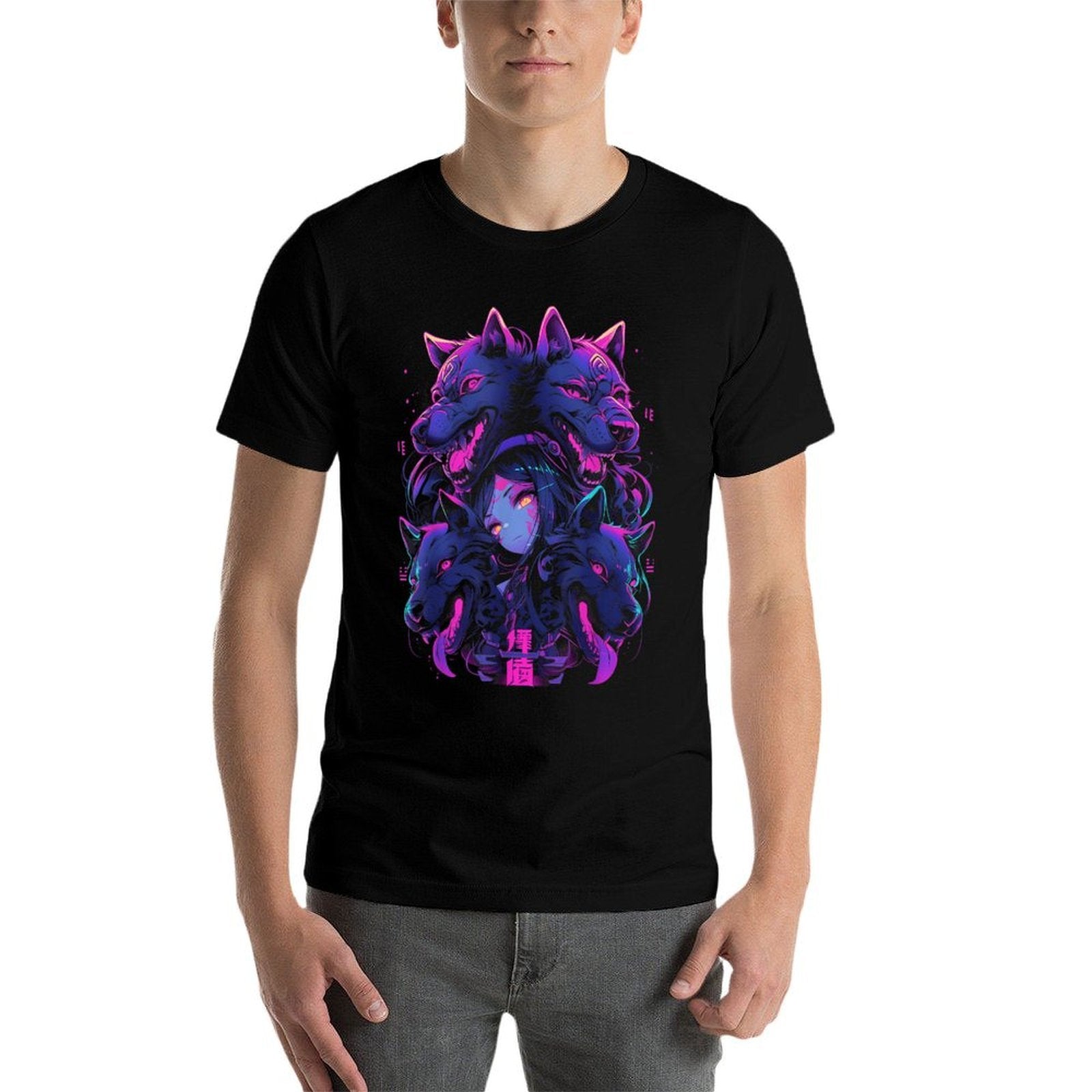Anime Manga Cyberpunk Aesthetic Techwear Harajuku  Wolf  Relaxed-fit T-Shirt