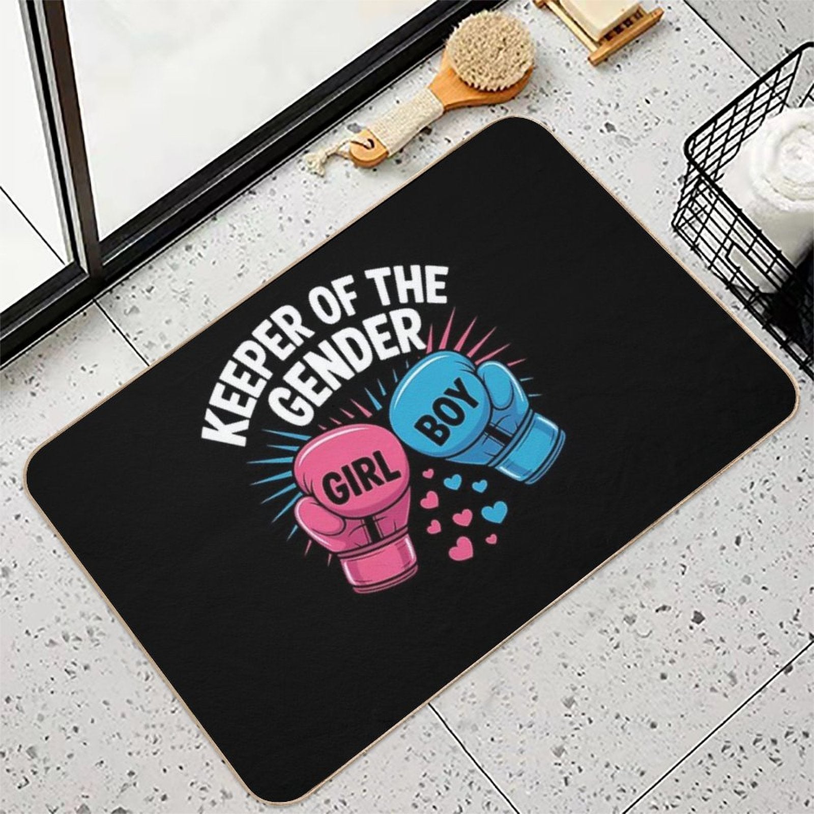 Gender Reveal Party Keeper Of Gender Boxing Pink Or Blue  Rapid-Drying Bath Mat
