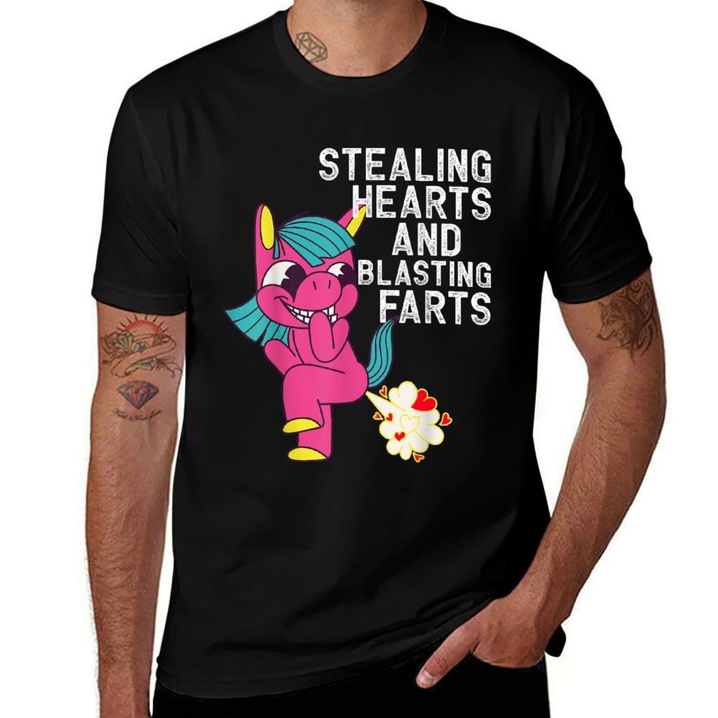 Stealing Hearts And Blasting Farts Funny Unicorn Relaxed-fit T-Shirt