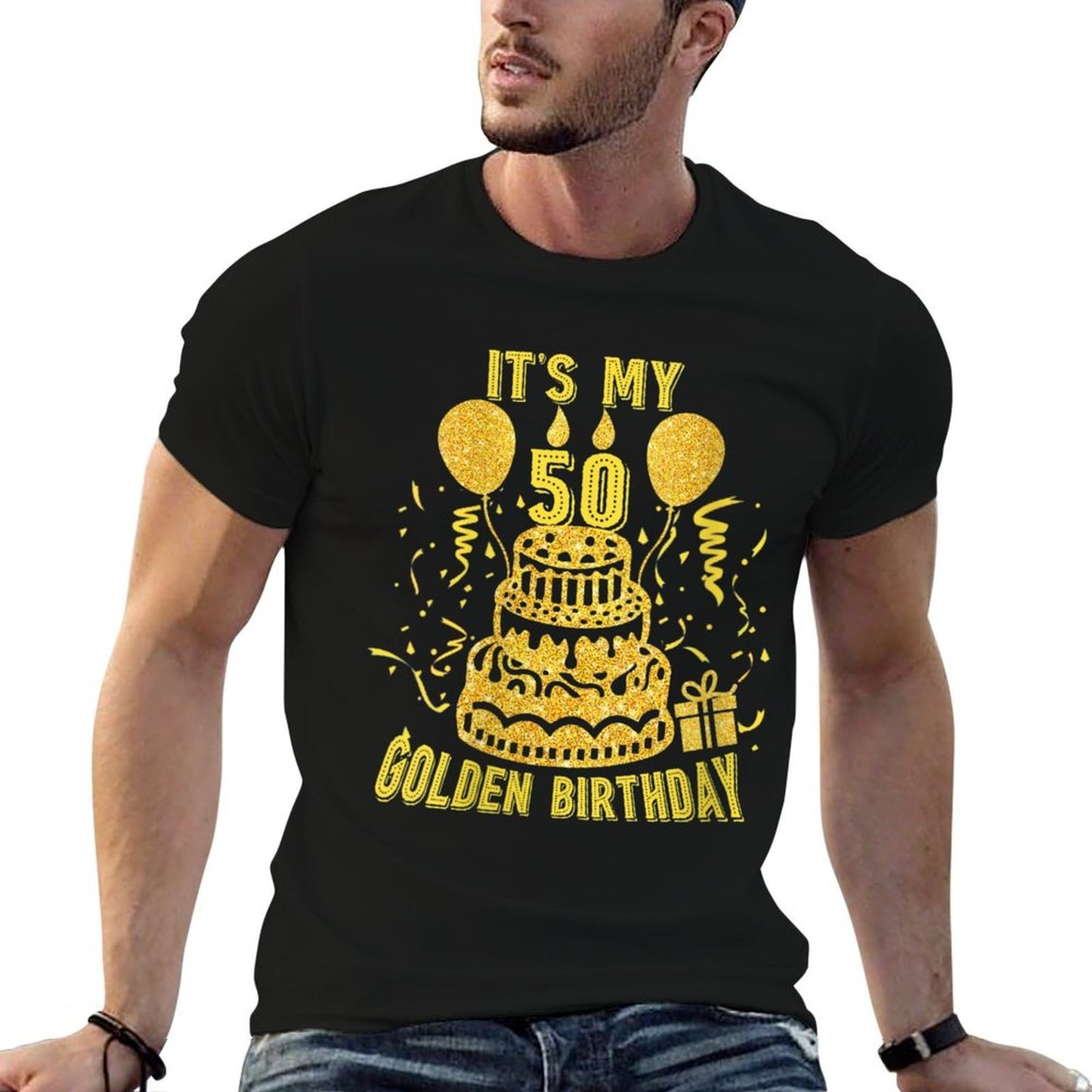 Womens Golden Birthday It's My 50th Birthday High-quality Stitching T-Shirt