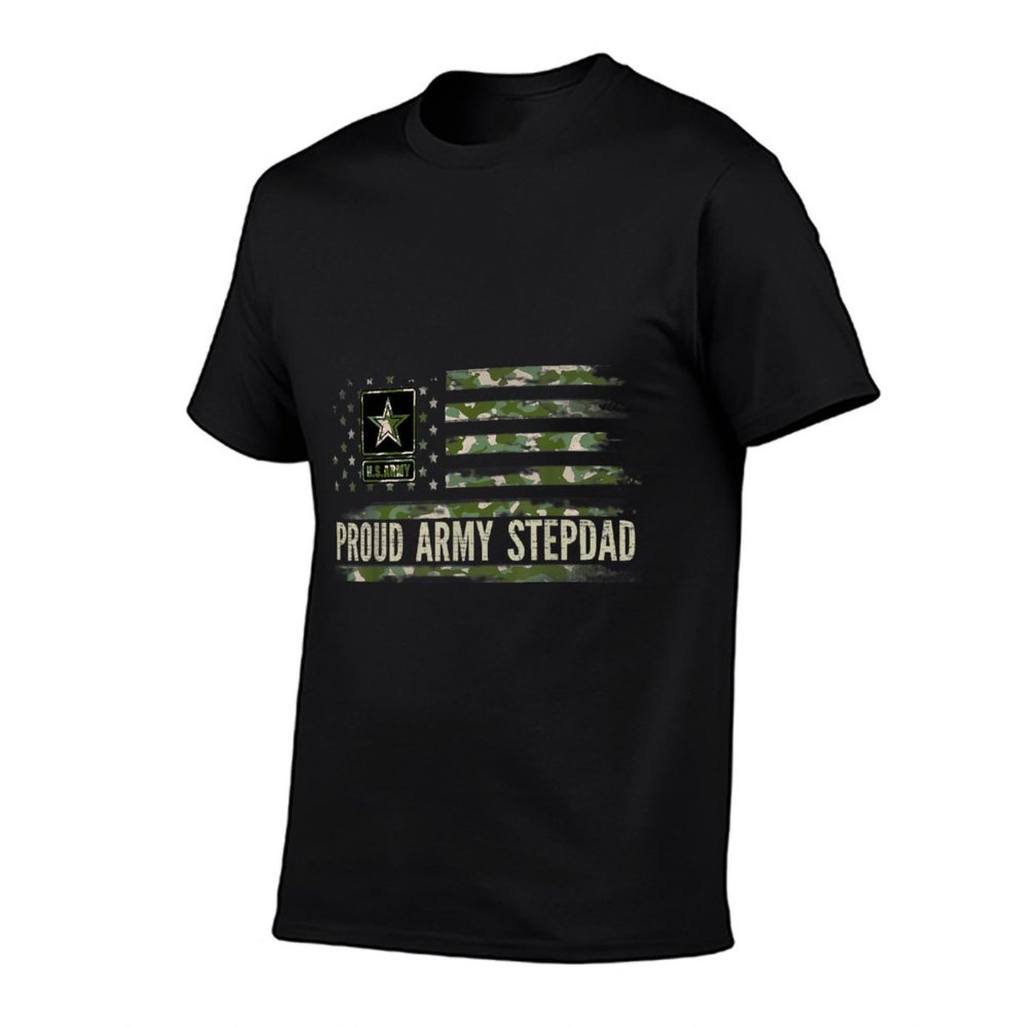 Vintage Proud Army Stepdad Camo American Veteran Gift Slim-fit Cut T-Shirt