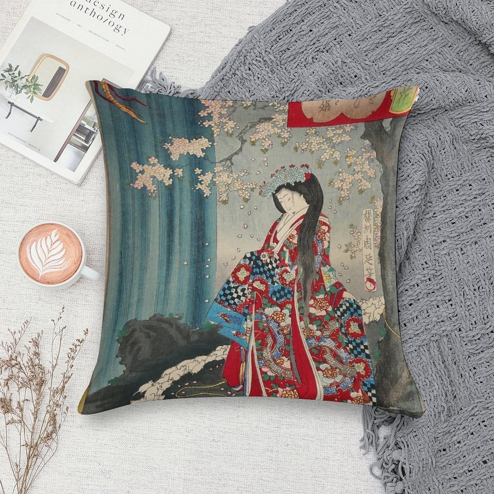 Ukiyo-e Japanese Art Classic Geisha Lady - Japan Art Soft Ultra-Soft Texture Throw Pillow