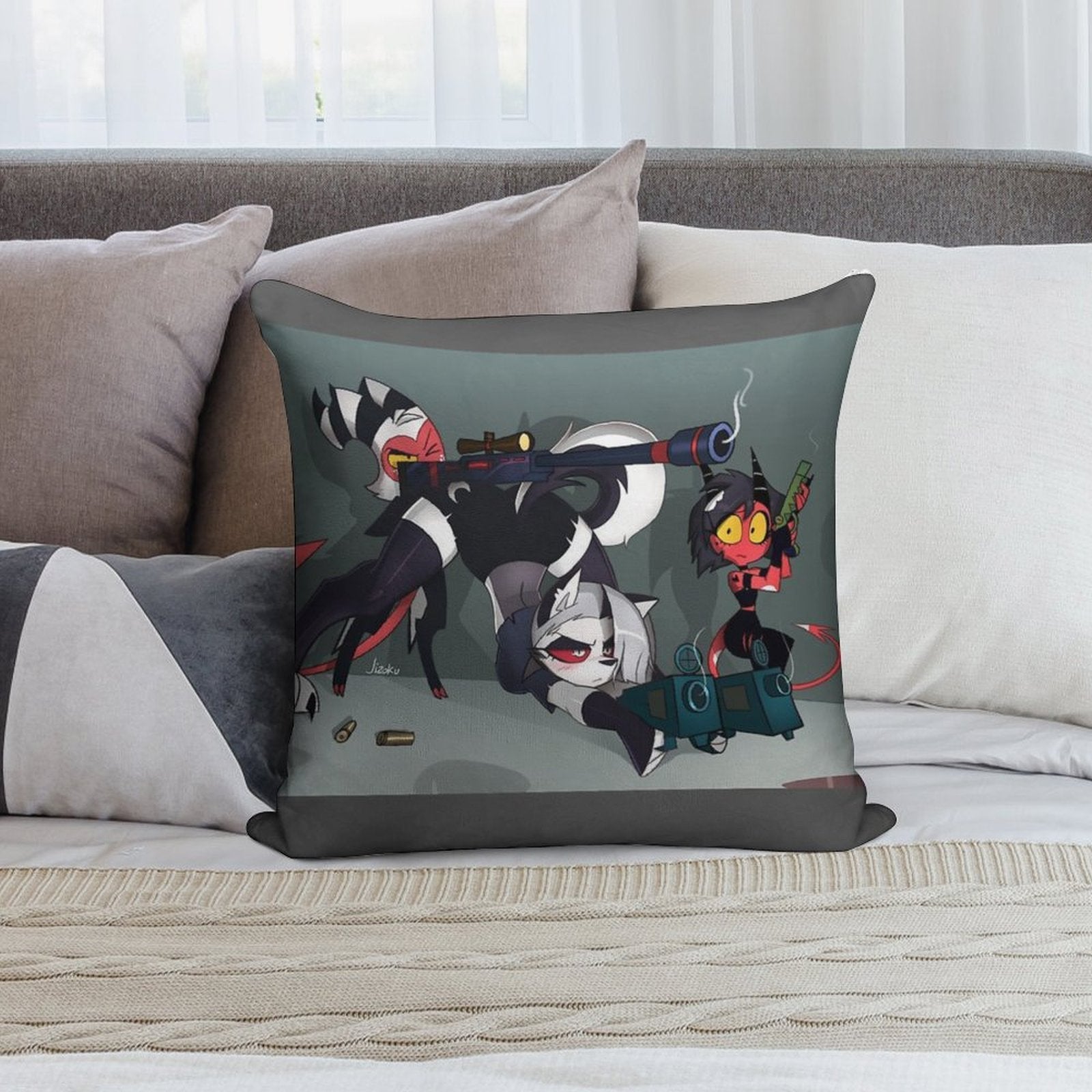Bang! - Loona X Moxxie Soft Washable Throw Pillow
