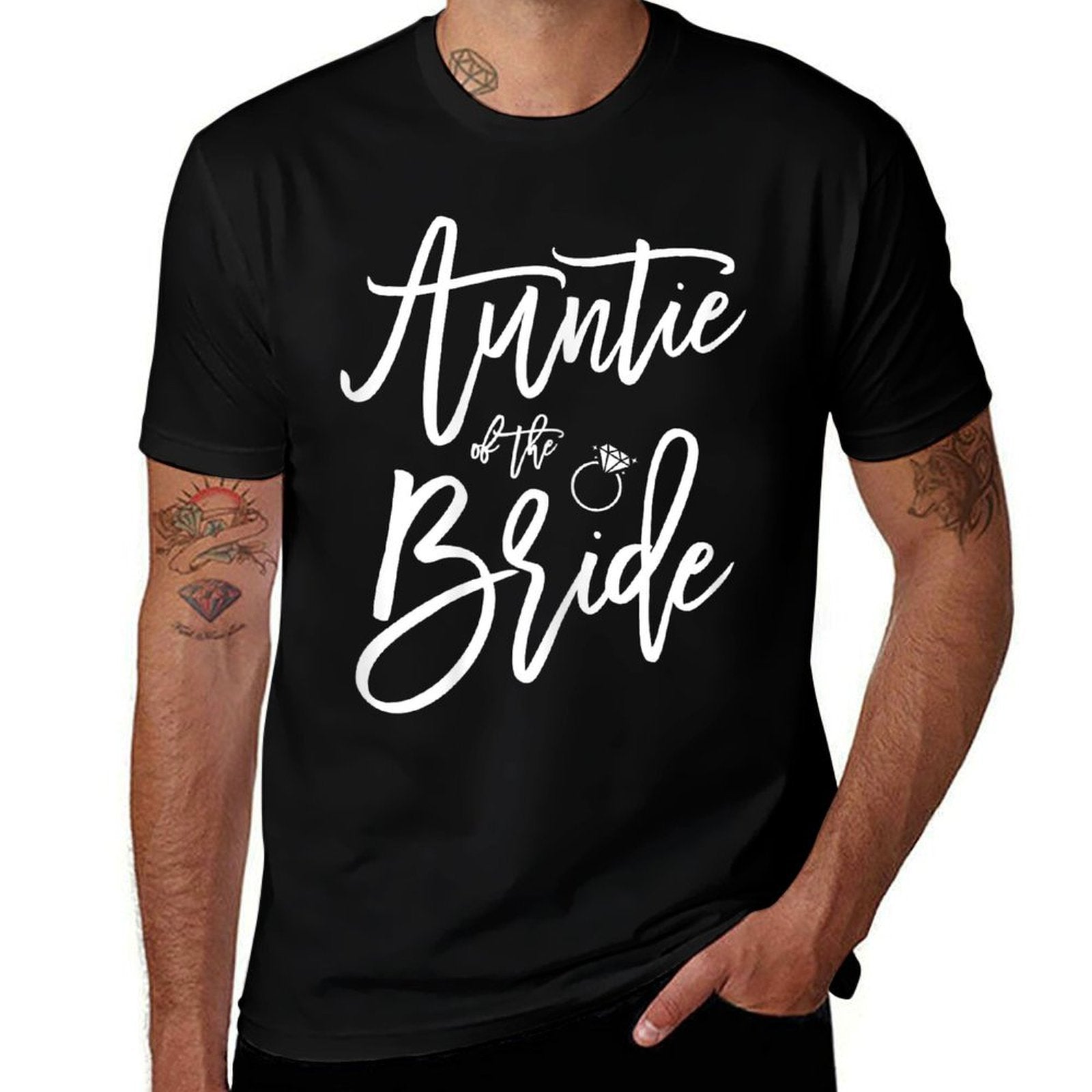 Auntie Of The Bride With Ring Navy Blue  Oversized Silhouette T-Shirt