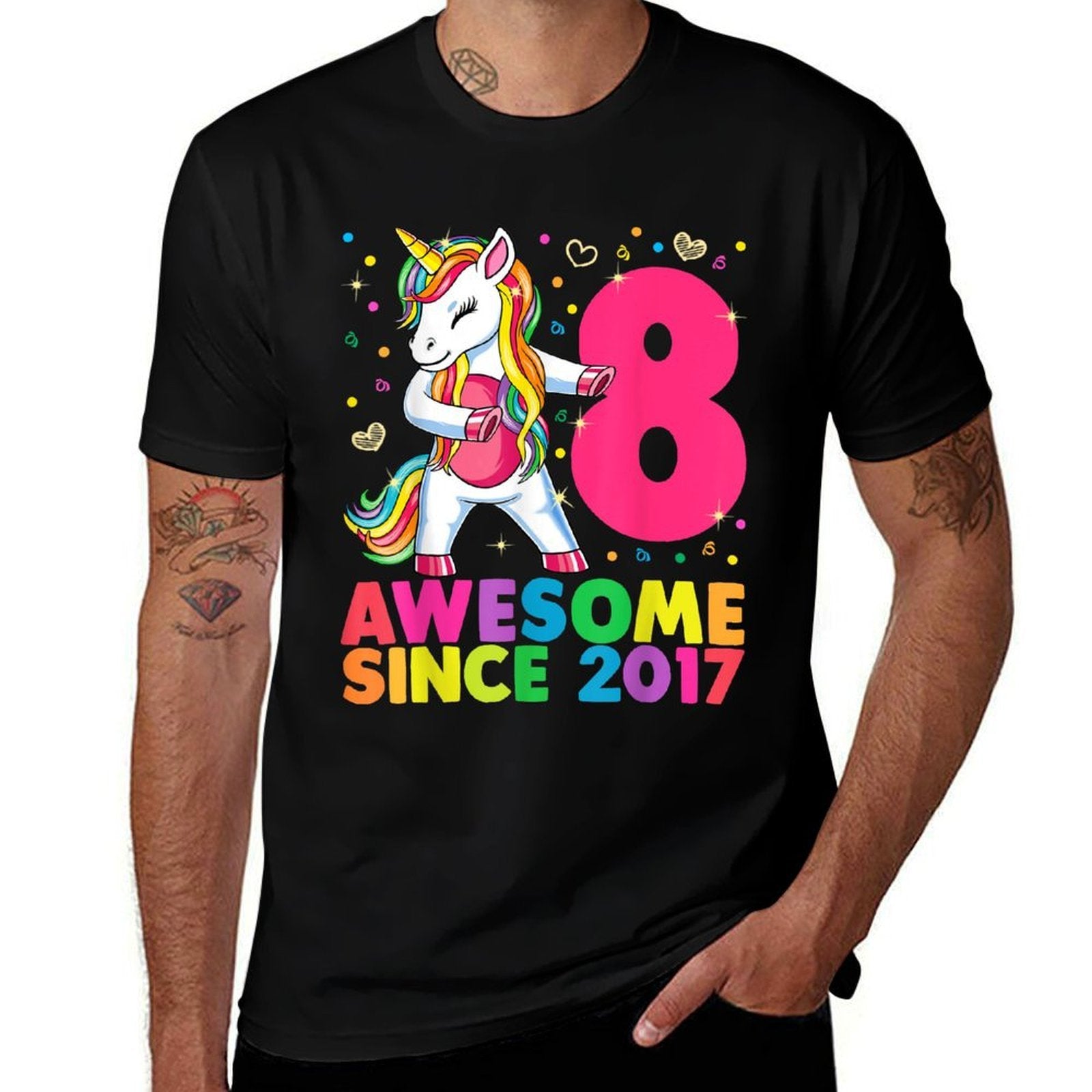 8 Years Old Unicorn Flossing 8th Birthday Girl Unicorn Party  Lightweight T-Shirt