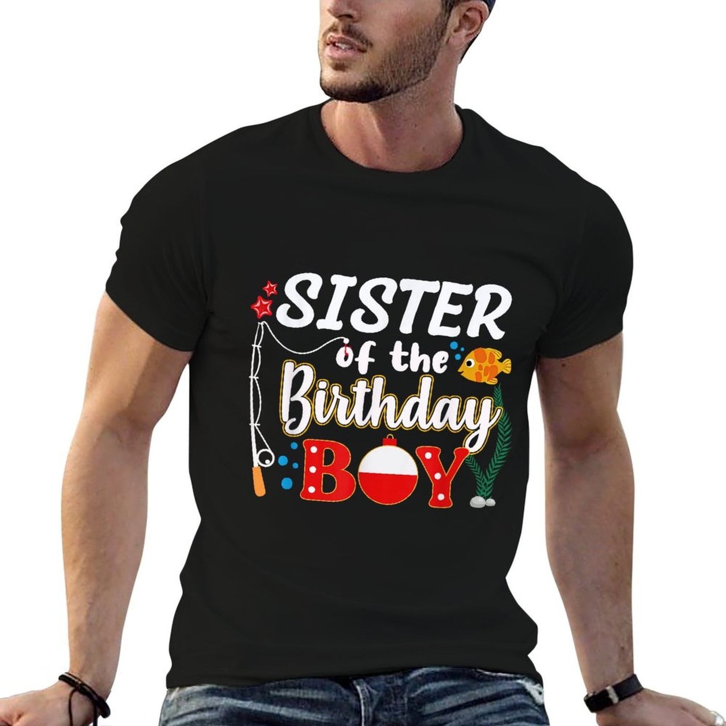 Sister of The Birthday Boy Fishing Family Matching Bday  Versatile T-Shirt